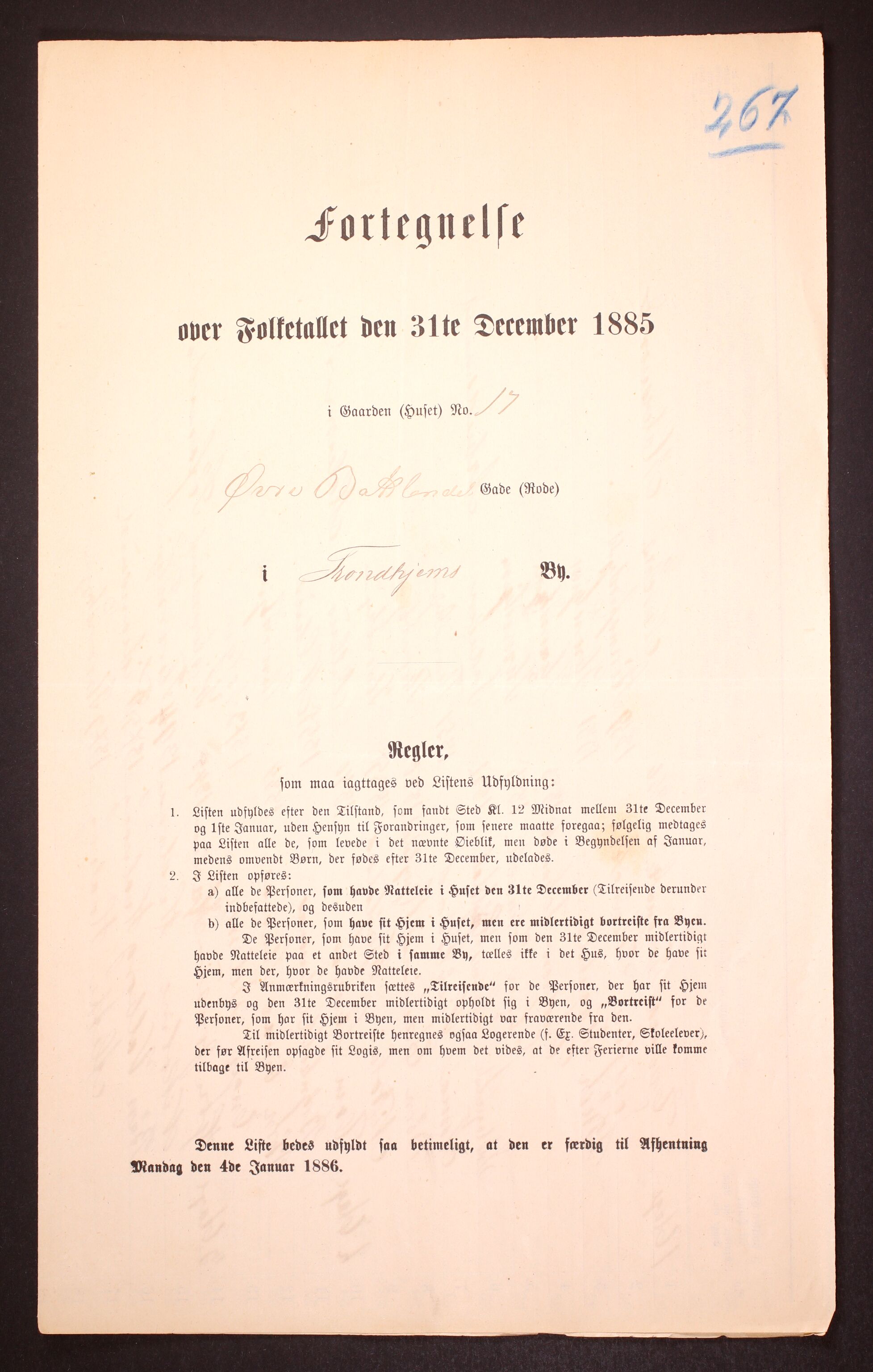 SAT, 1885 census for 1601 Trondheim, 1885, p. 2698