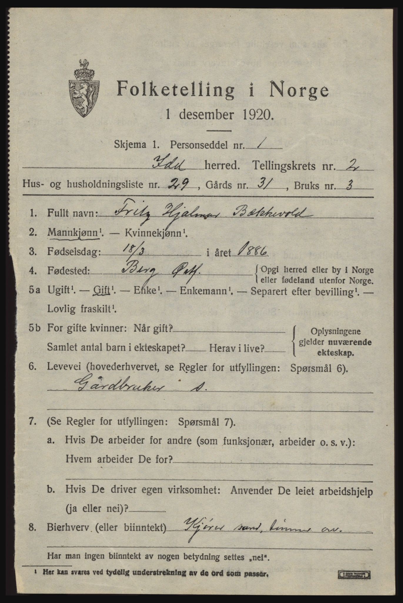 SAO, 1920 census for Idd, 1920, p. 2676