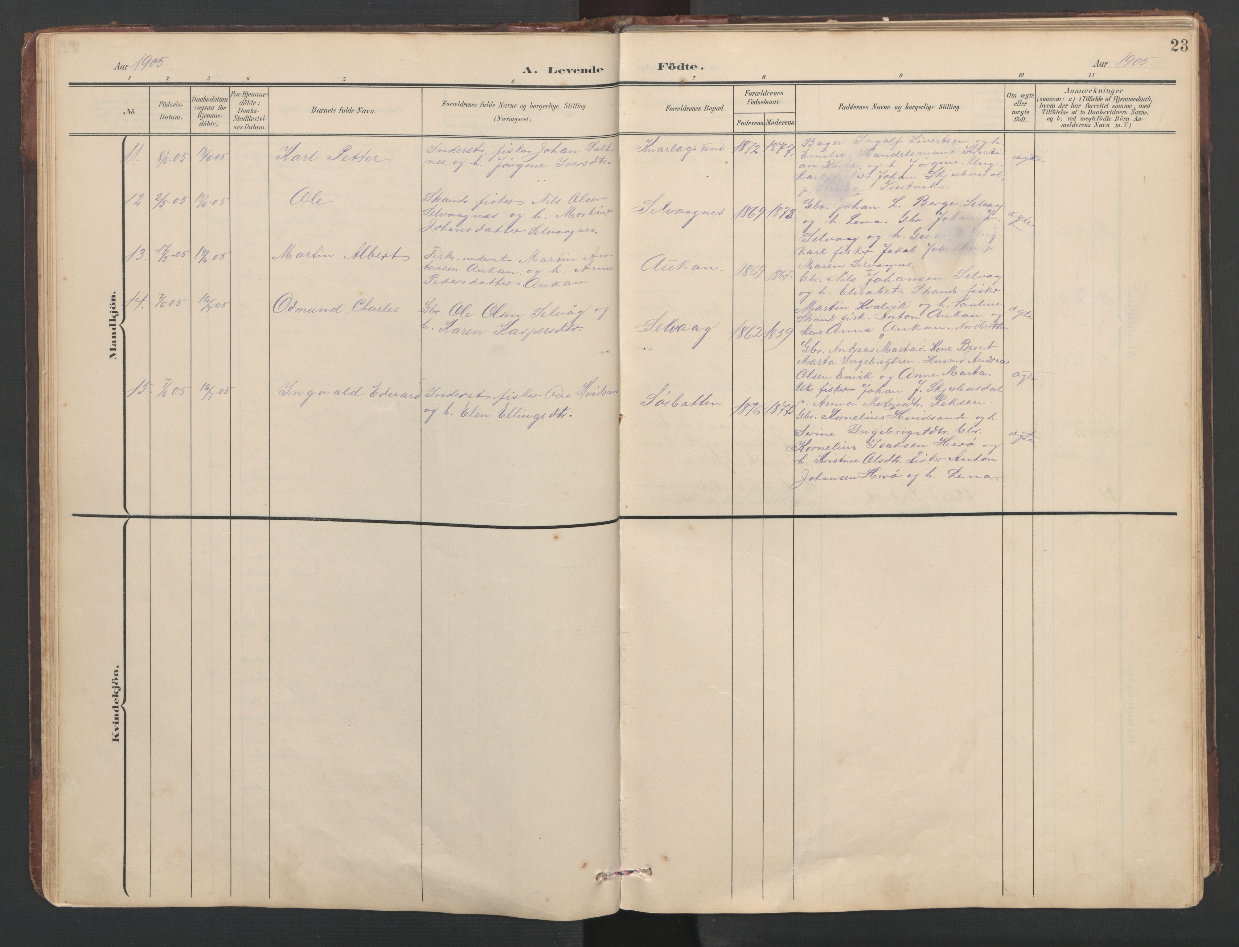 Ministerialprotokoller, klokkerbøker og fødselsregistre - Sør-Trøndelag, AV/SAT-A-1456/638/L0571: Parish register (copy) no. 638C03, 1901-1930, p. 23