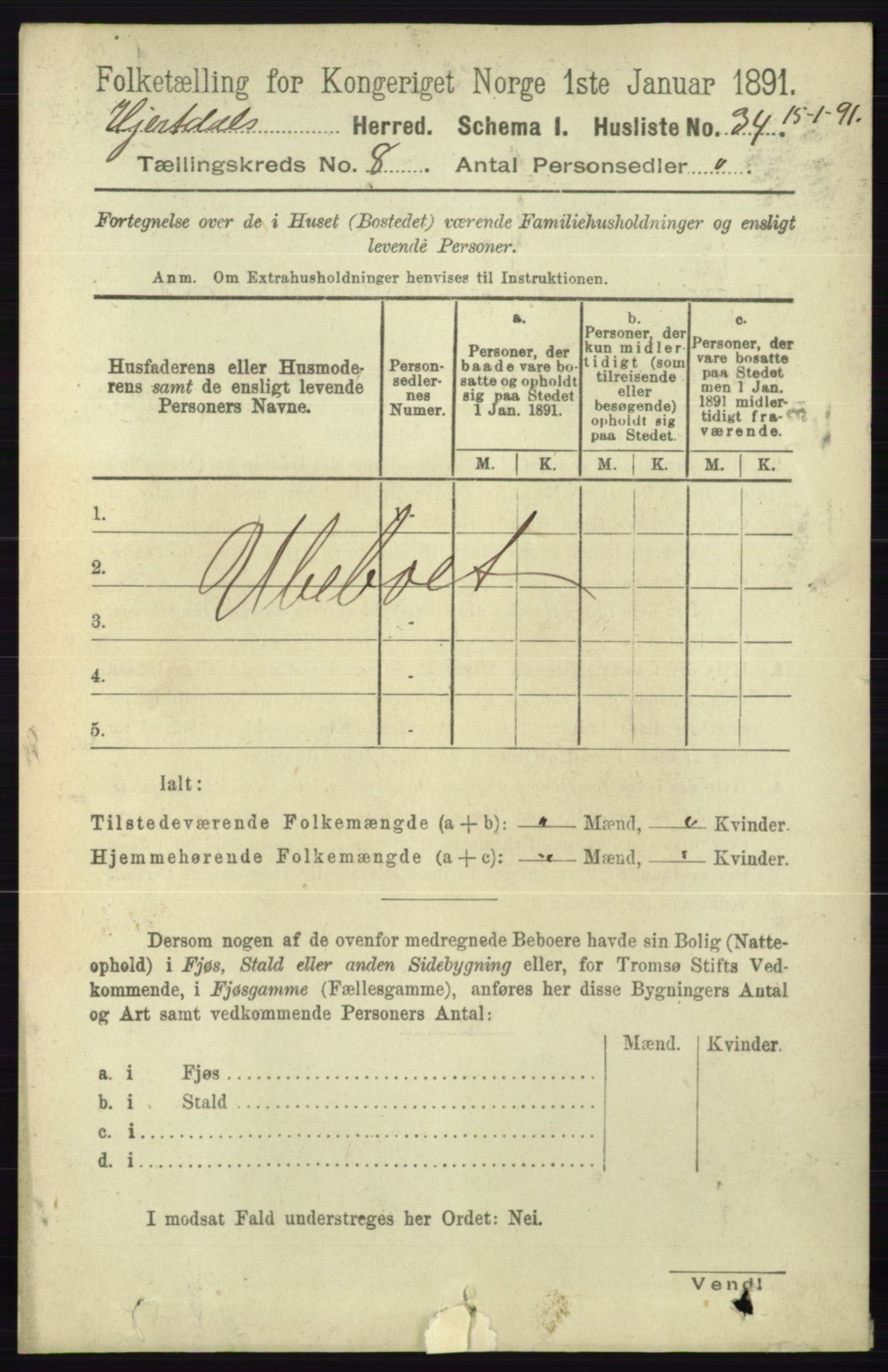 RA, 1891 census for 0827 Hjartdal, 1891, p. 2804