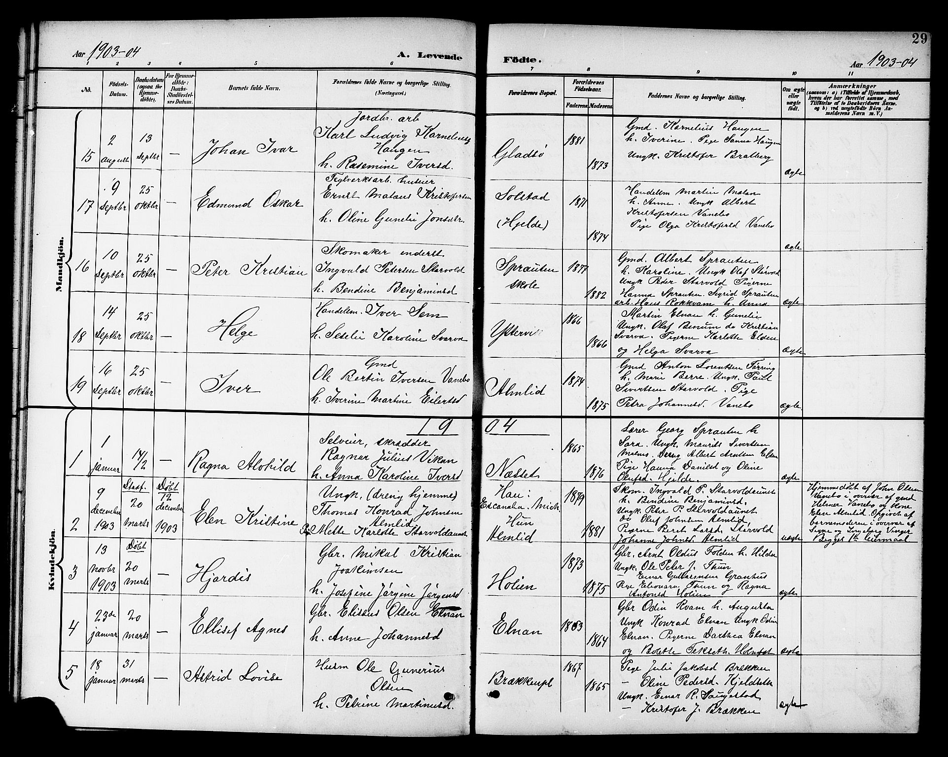 Ministerialprotokoller, klokkerbøker og fødselsregistre - Nord-Trøndelag, SAT/A-1458/741/L0401: Parish register (copy) no. 741C02, 1899-1911, p. 29