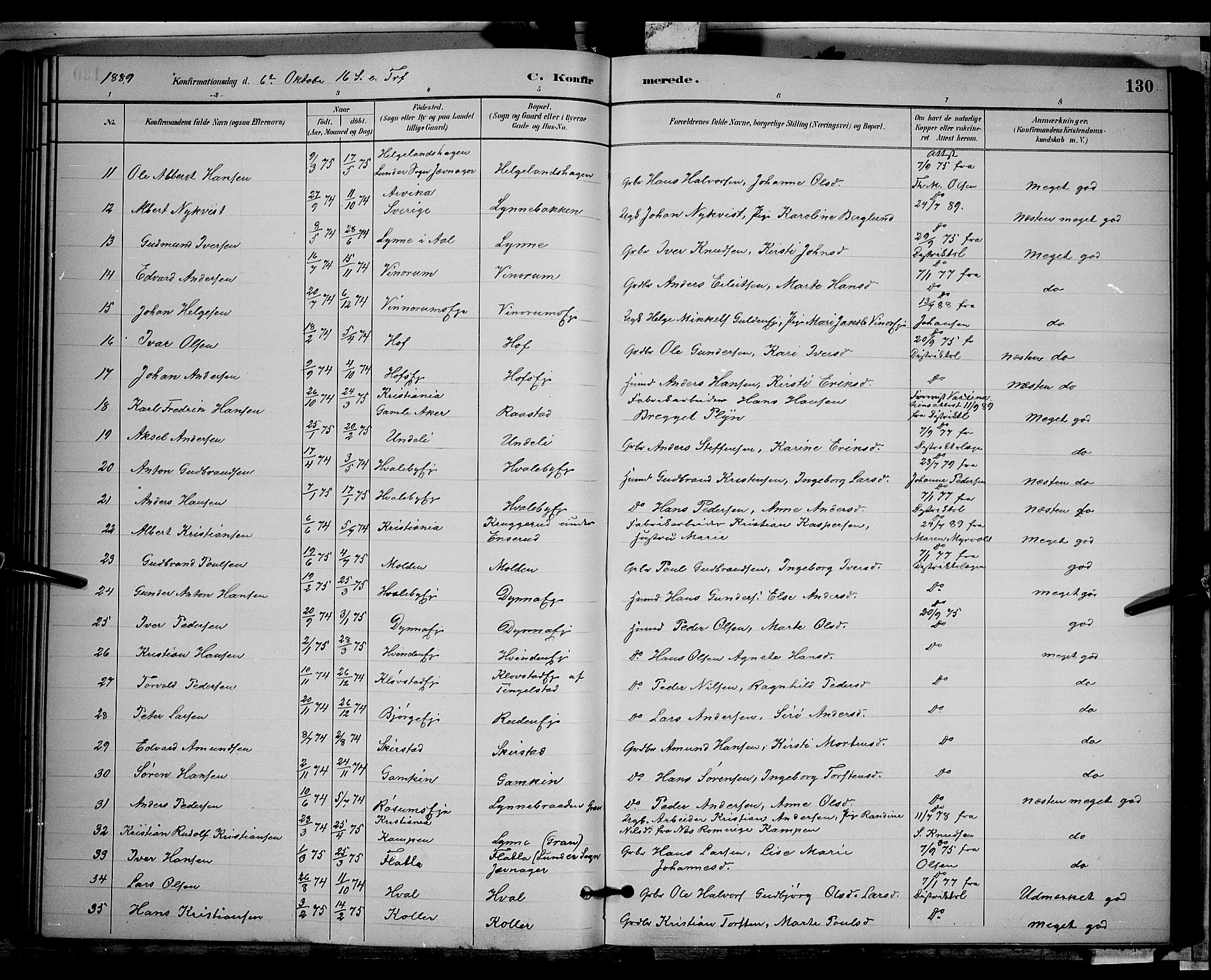 Gran prestekontor, SAH/PREST-112/H/Ha/Hab/L0002: Parish register (copy) no. 2, 1879-1892, p. 130