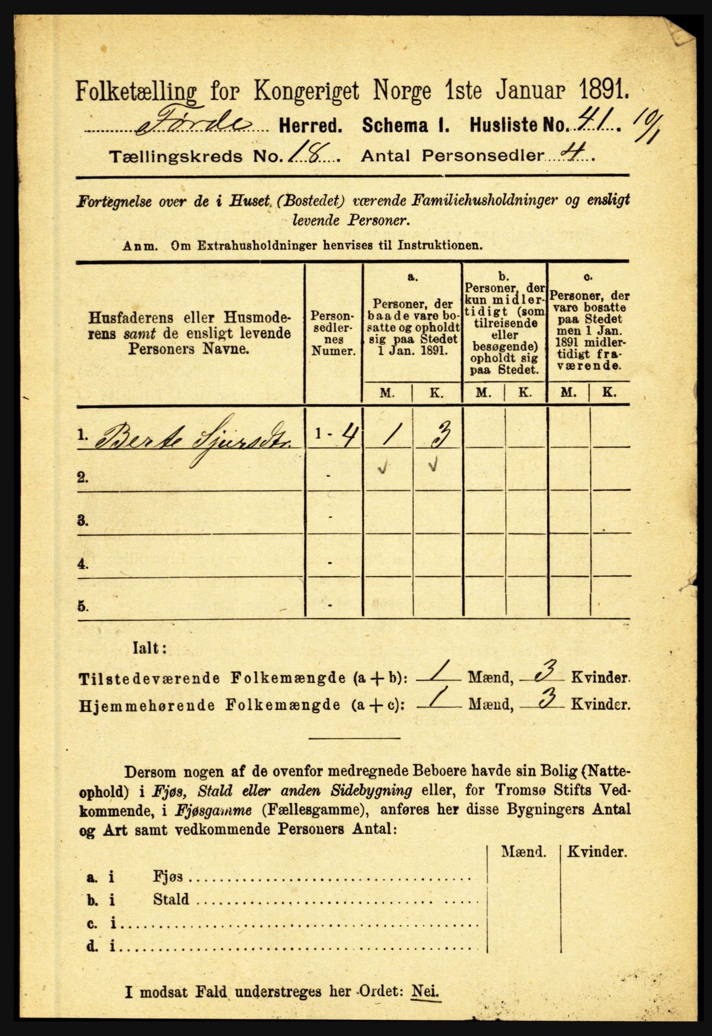 RA, 1891 census for 1432 Førde, 1891, p. 6365