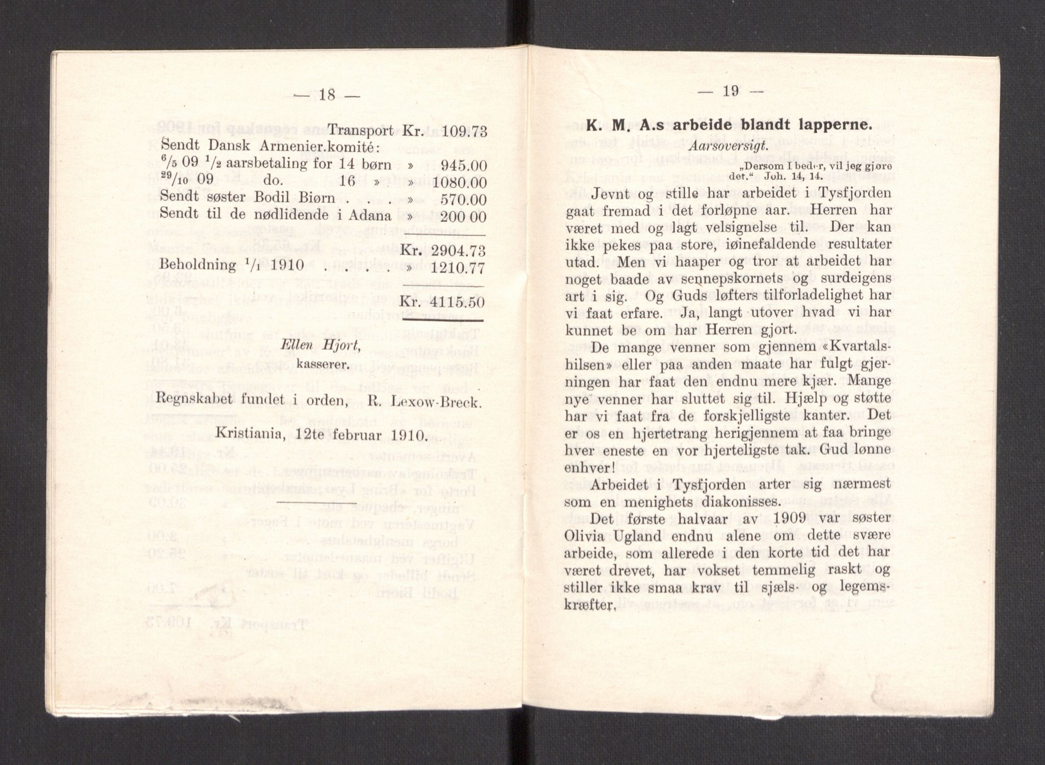 Kvinnelige Misjonsarbeidere, AV/RA-PA-0699/F/Fa/L0001/0007: -- / Årsmeldinger, trykte, 1906-1915