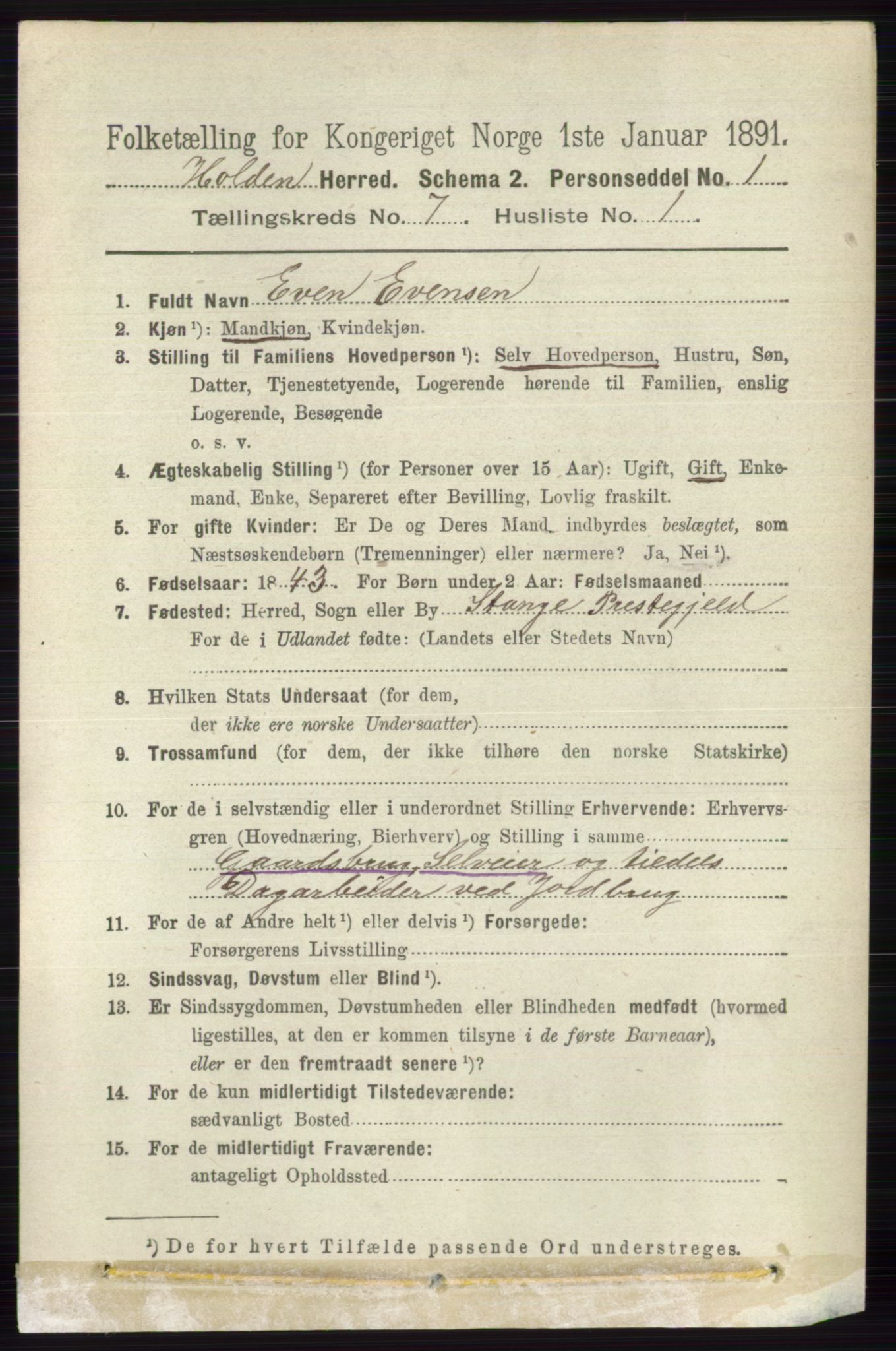 RA, 1891 census for 0819 Holla, 1891, p. 3276