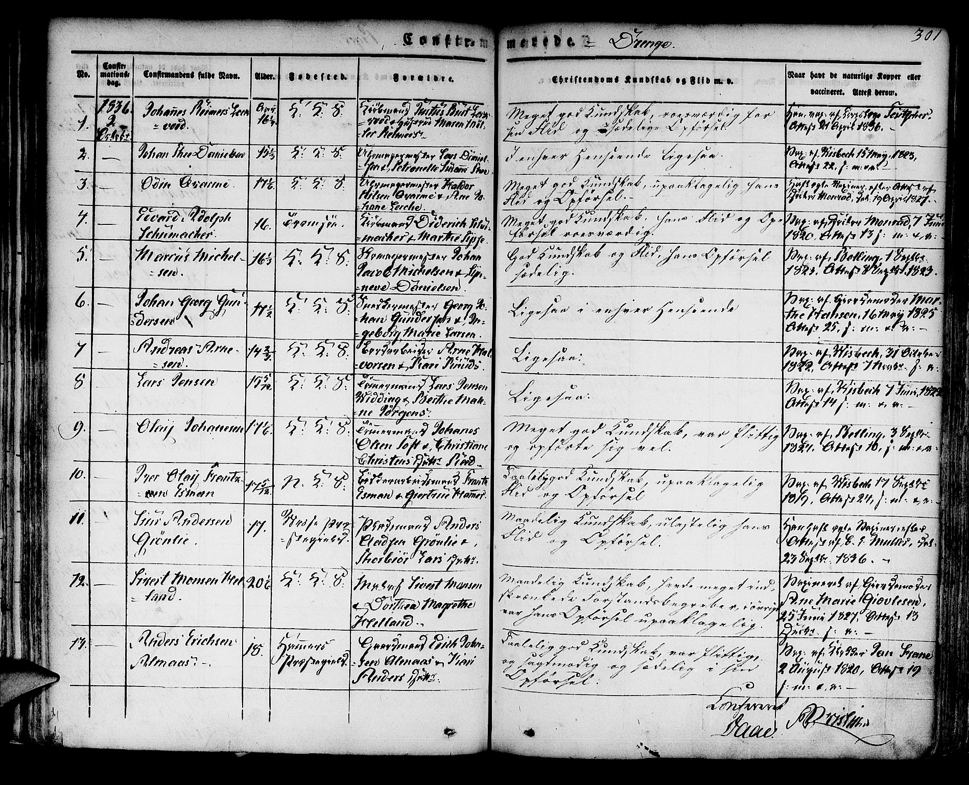 Korskirken sokneprestembete, AV/SAB-A-76101/H/Hab: Parish register (copy) no. A 5II, 1831-1844, p. 301