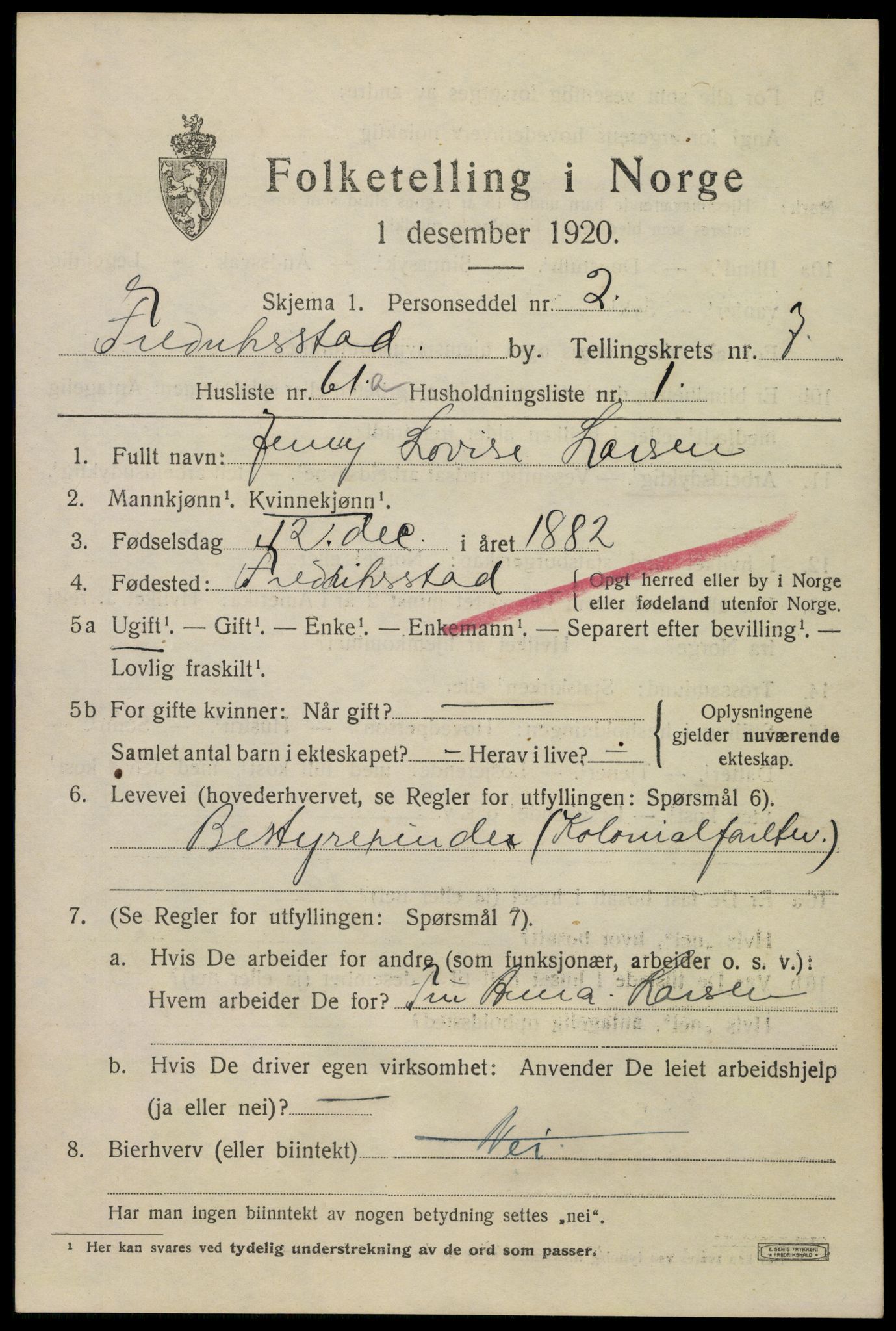 SAO, 1920 census for Fredrikstad, 1920, p. 22887