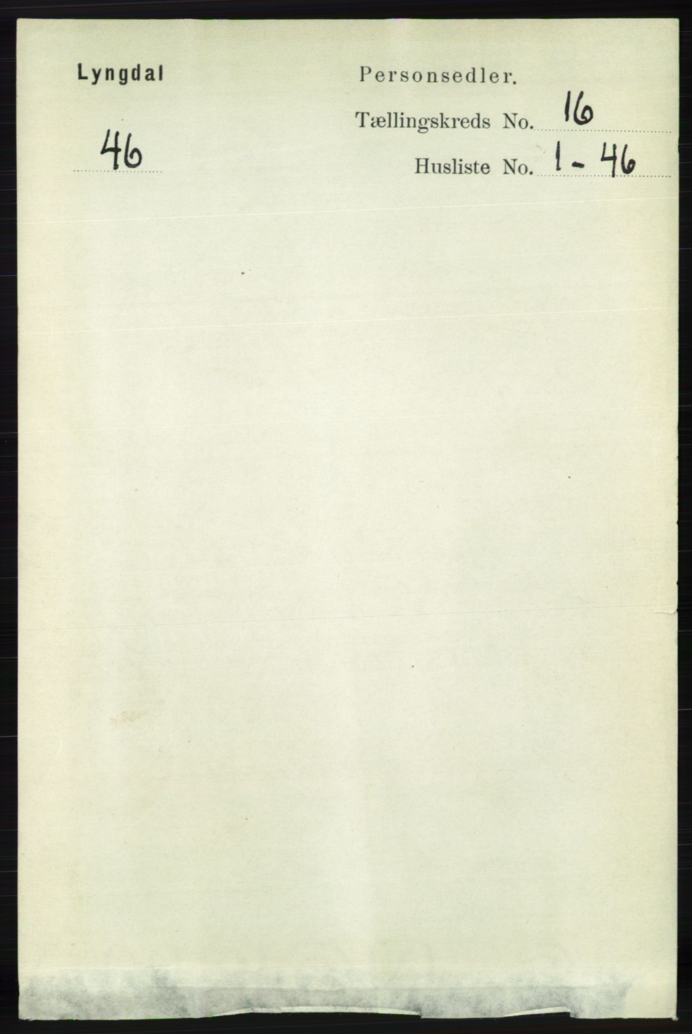 RA, 1891 census for 1032 Lyngdal, 1891, p. 6260