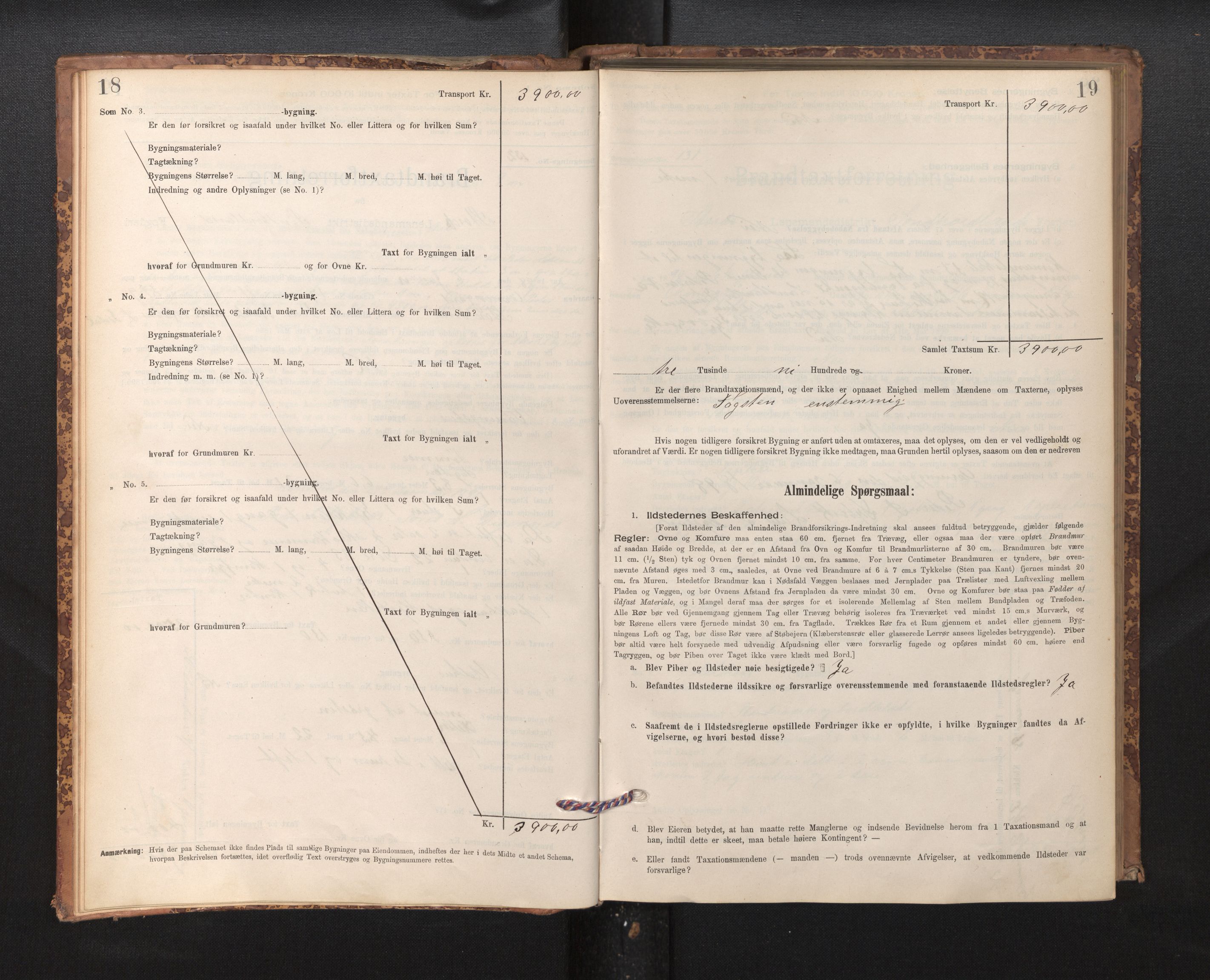 Lensmannen i Stord, SAB/A-35001/0012/L0002: Branntakstprotokoll, skjematakst, 1897-1922, p. 18-19