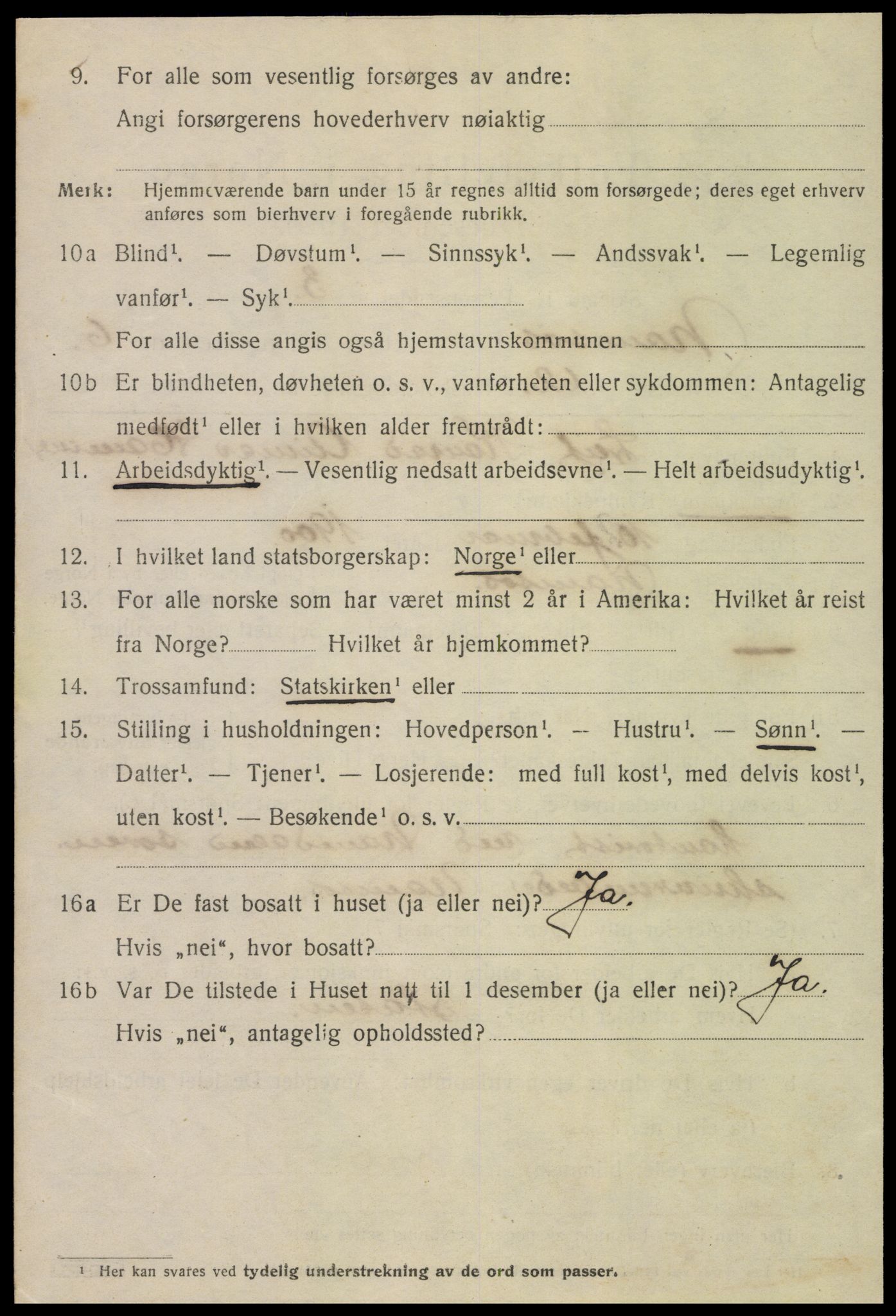 SAT, 1920 census for Namsos, 1920, p. 7412