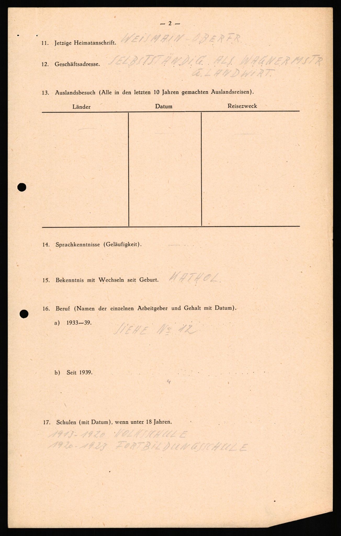 Forsvaret, Forsvarets overkommando II, RA/RAFA-3915/D/Db/L0031: CI Questionaires. Tyske okkupasjonsstyrker i Norge. Tyskere., 1945-1946, p. 271