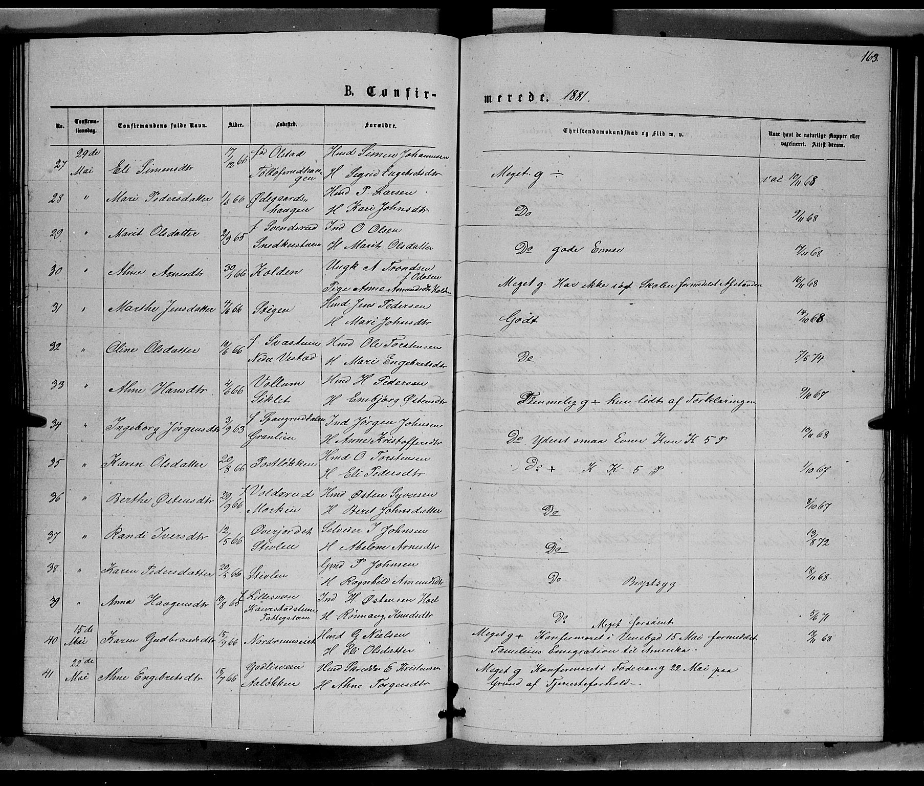 Ringebu prestekontor, AV/SAH-PREST-082/H/Ha/Hab/L0006: Parish register (copy) no. 6, 1880-1898, p. 163