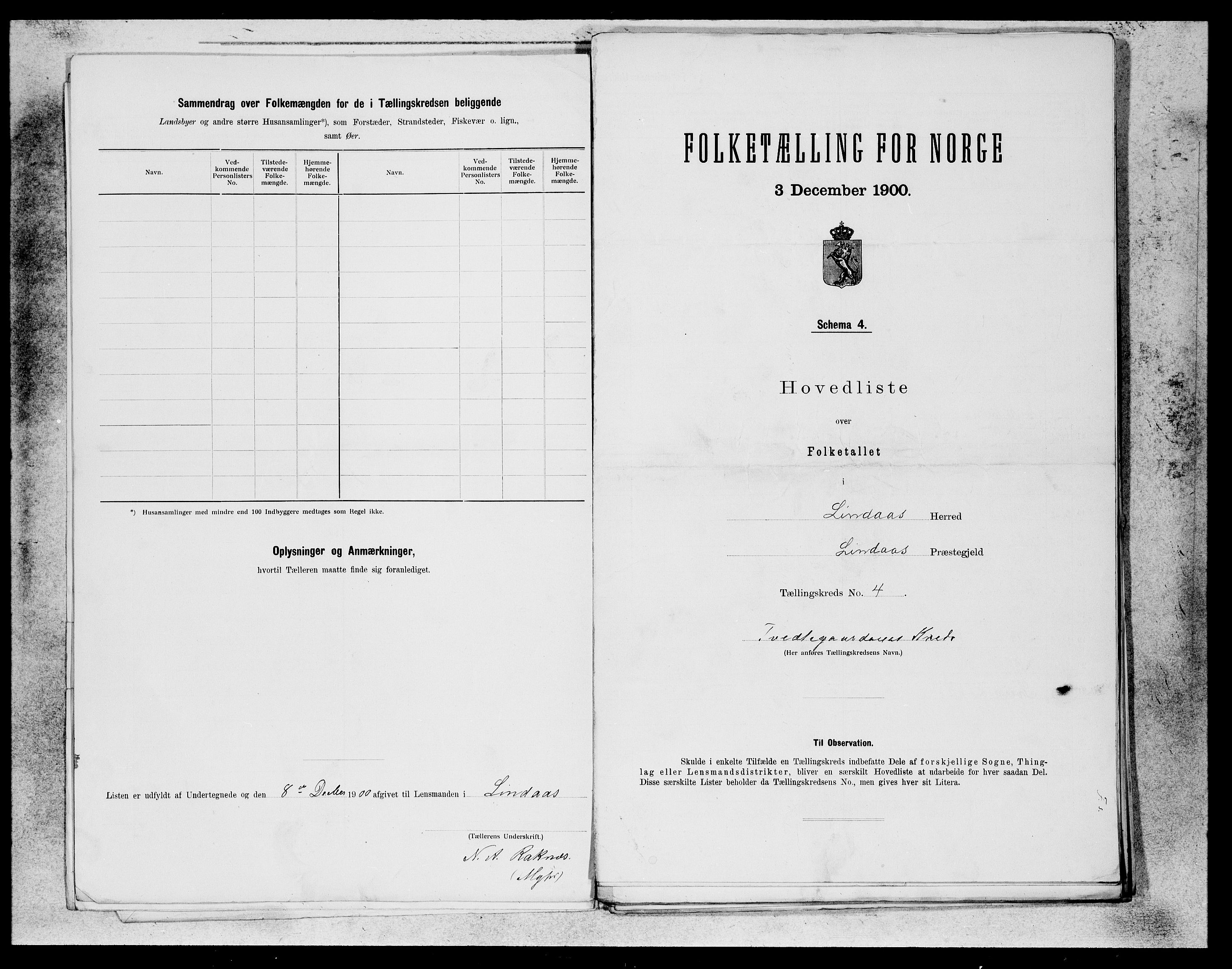 SAB, 1900 census for Lindås, 1900, p. 7