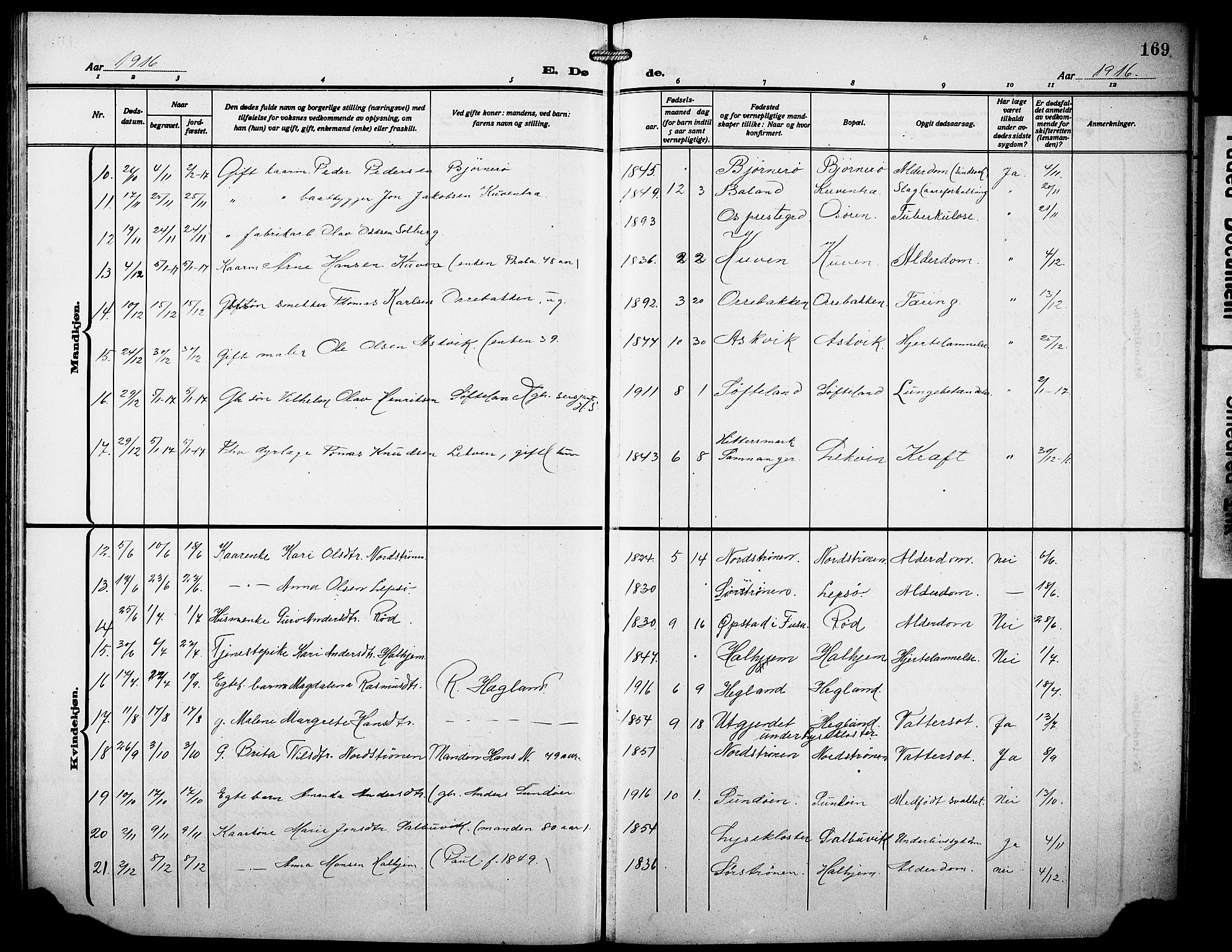 Os sokneprestembete, SAB/A-99929: Parish register (copy) no. A 4, 1914-1923, p. 169