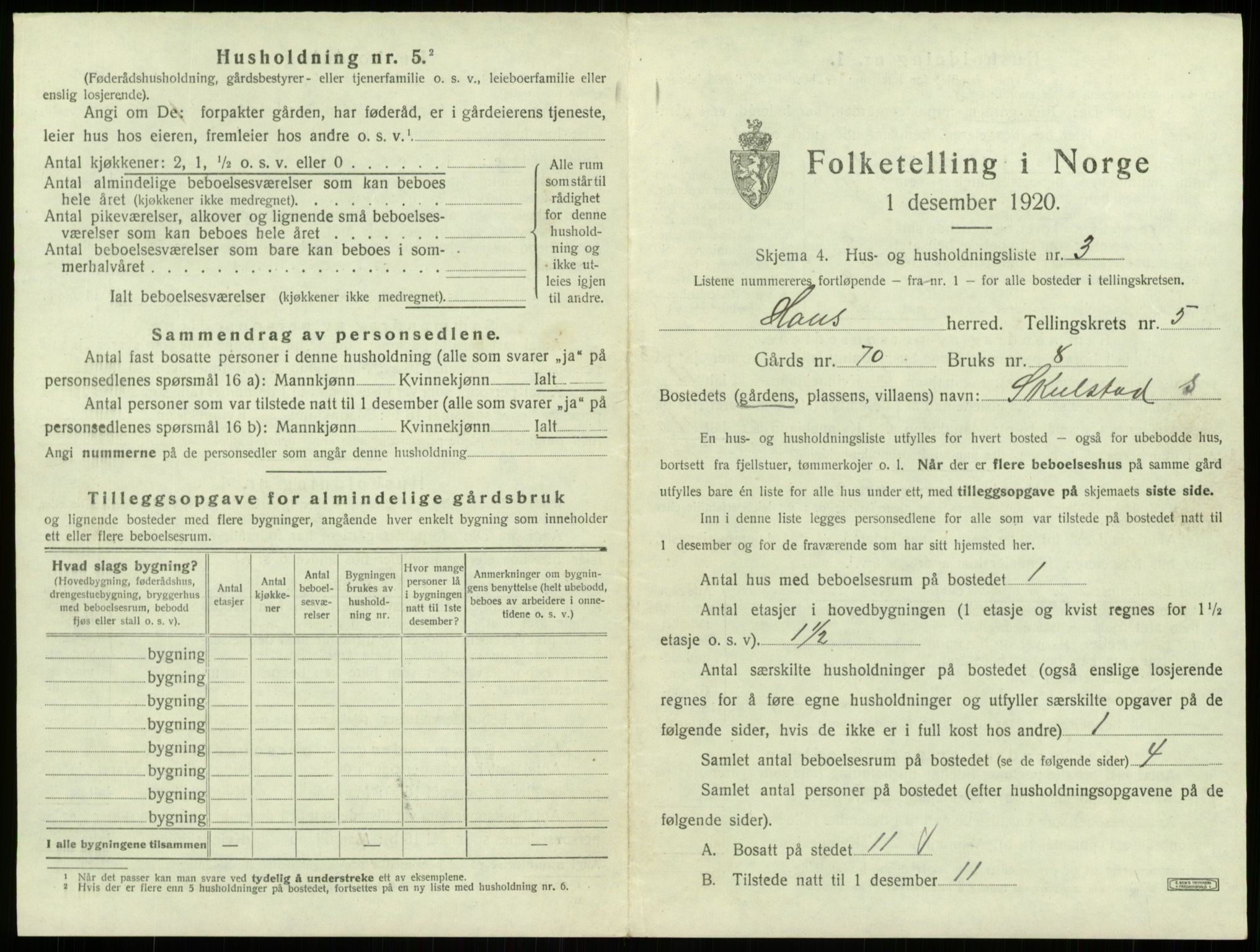 SAB, 1920 census for Haus, 1920, p. 323