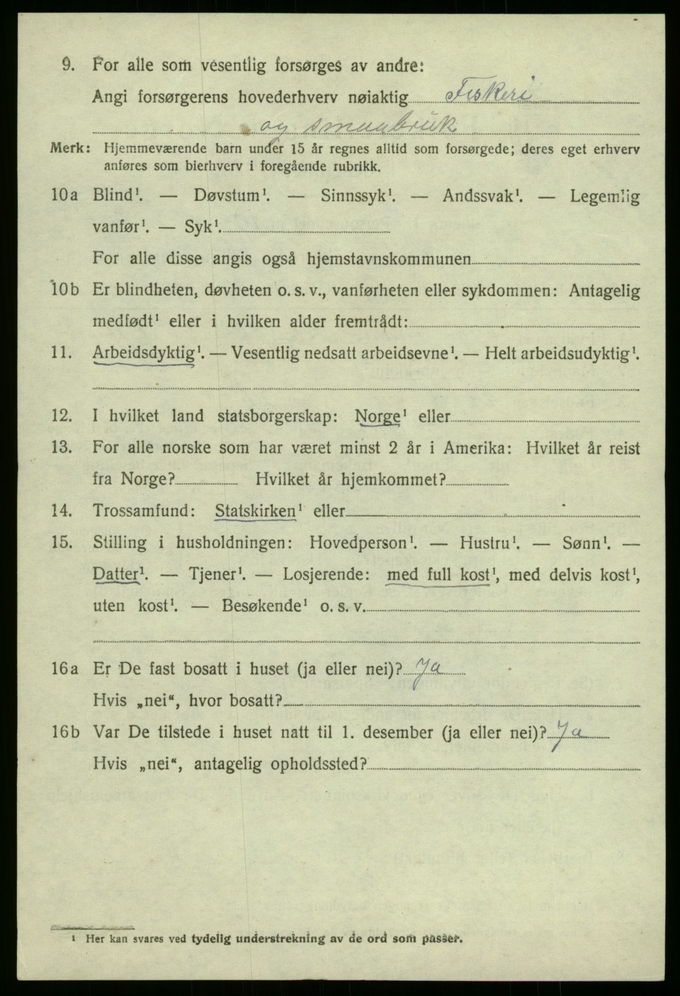 SAB, 1920 census for Solund, 1920, p. 2433