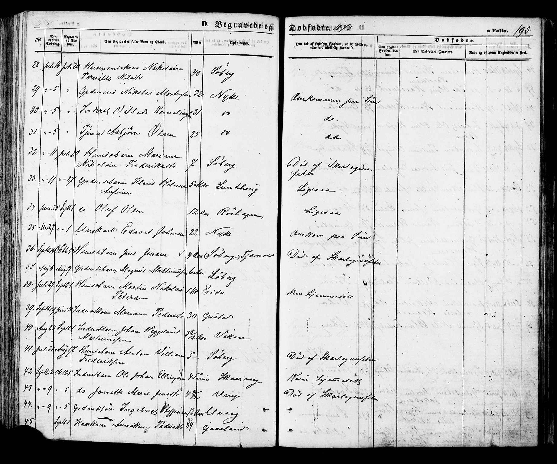 Ministerialprotokoller, klokkerbøker og fødselsregistre - Nordland, SAT/A-1459/891/L1301: Parish register (official) no. 891A06, 1870-1878, p. 193