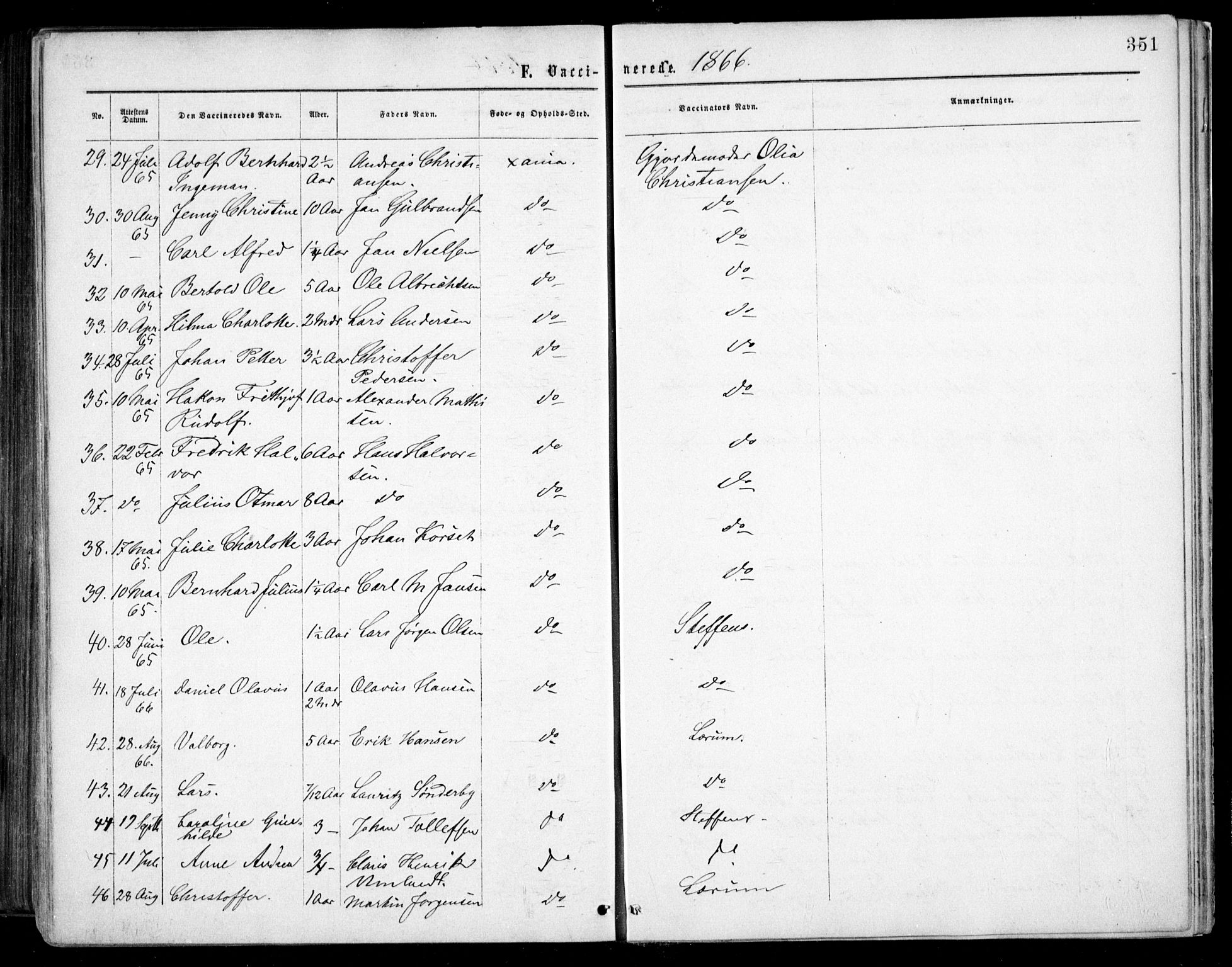 Grønland prestekontor Kirkebøker, AV/SAO-A-10848/F/Fa/L0002: Parish register (official) no. 2, 1862-1868, p. 351