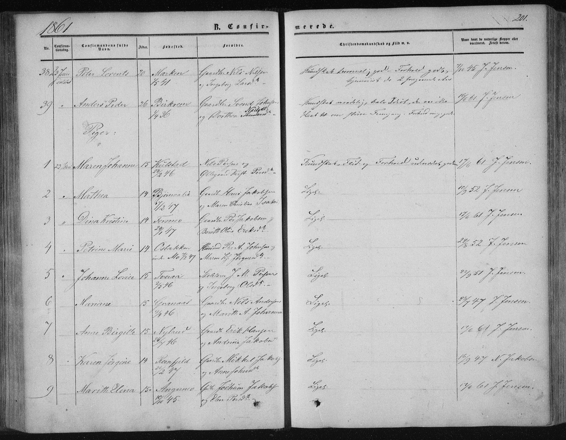 Ministerialprotokoller, klokkerbøker og fødselsregistre - Nordland, SAT/A-1459/820/L0293: Parish register (official) no. 820A14, 1855-1865, p. 201