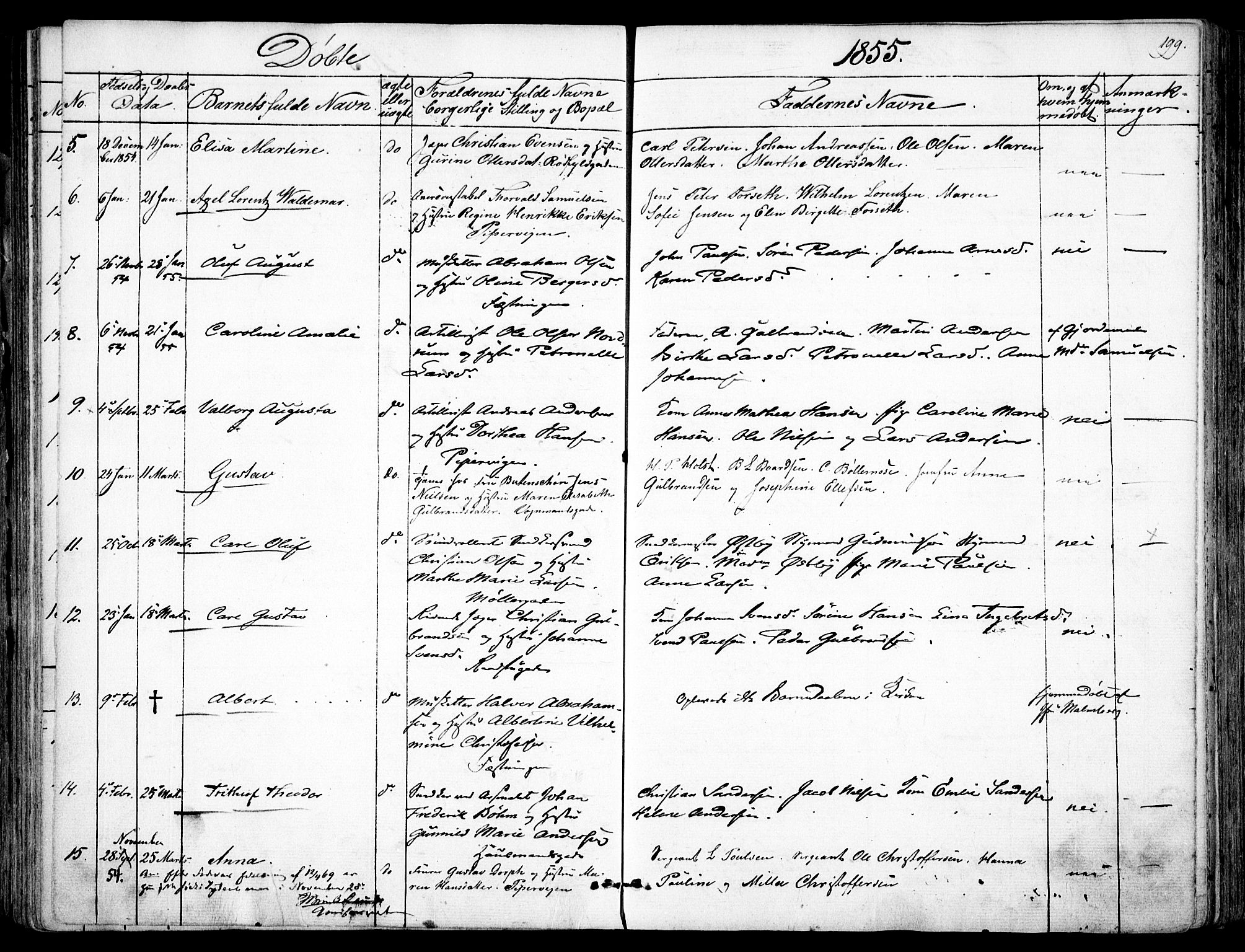 Garnisonsmenigheten Kirkebøker, AV/SAO-A-10846/F/Fa/L0008: Parish register (official) no. 8, 1842-1859, p. 199