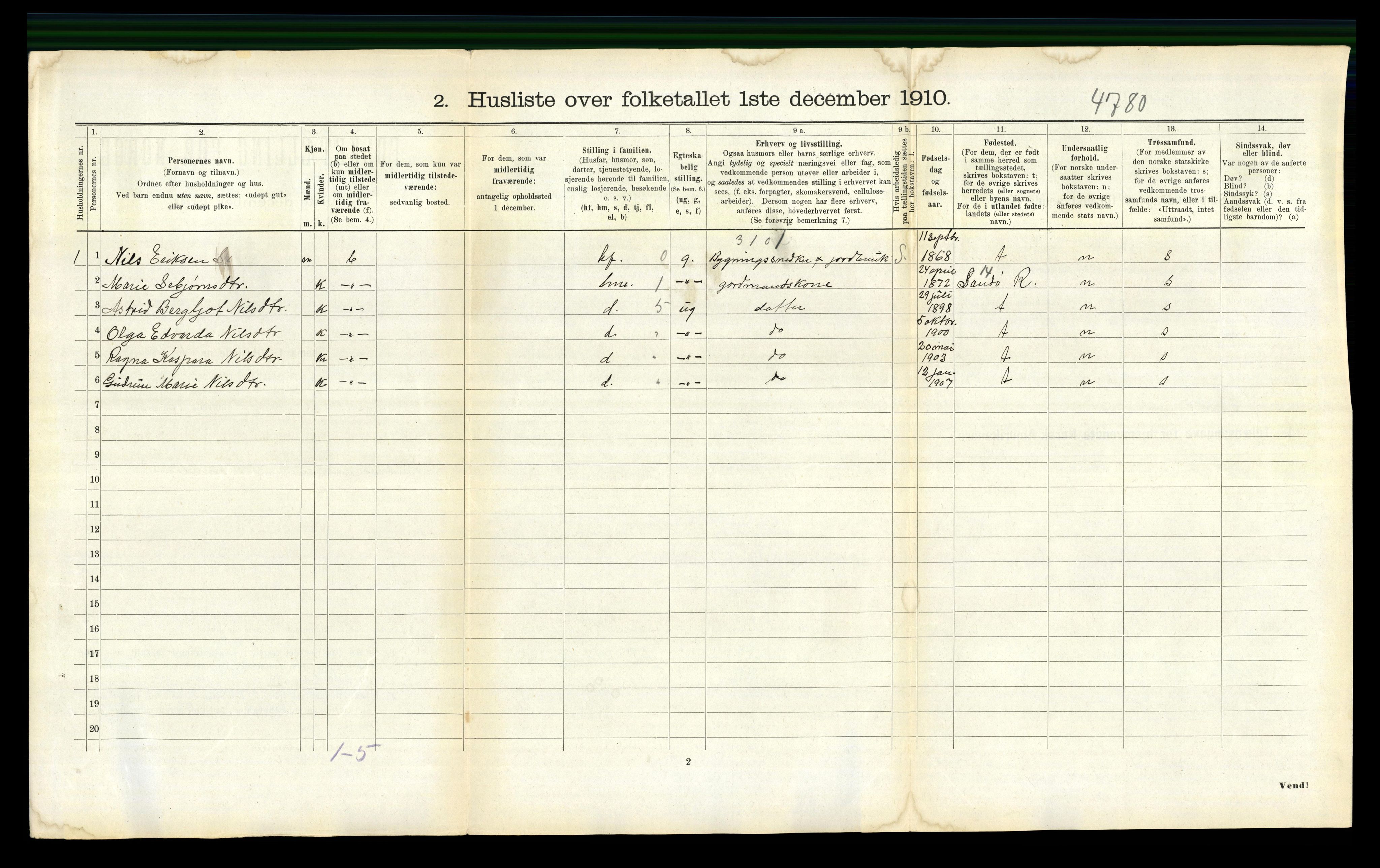 RA, 1910 census for Eide, 1910, p. 378