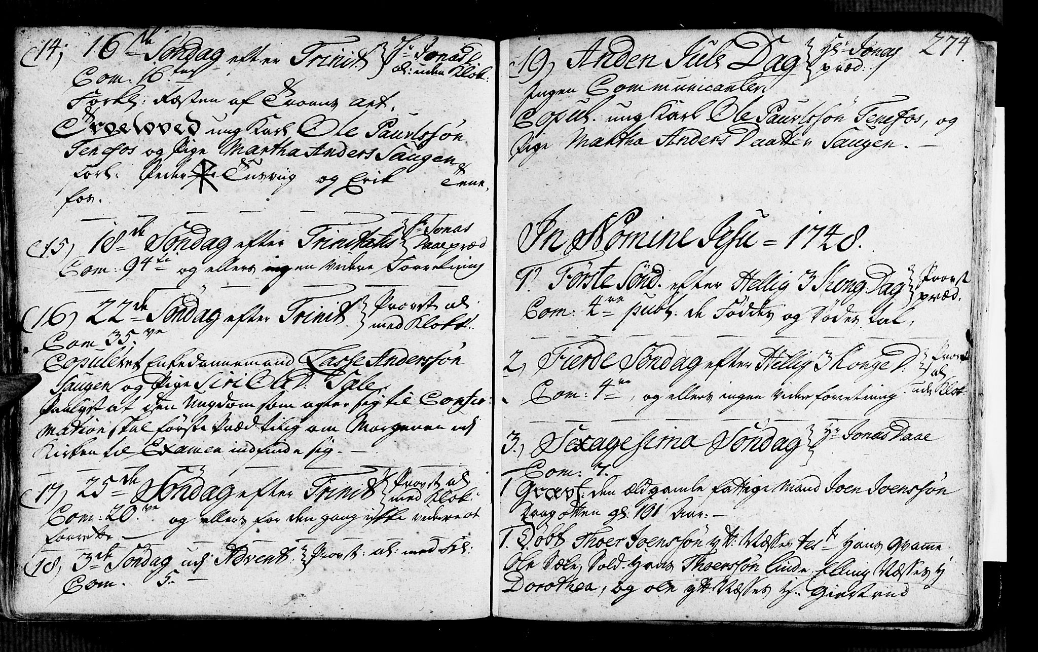 Vik sokneprestembete, AV/SAB-A-81501/H/Haa/Haaa/L0002: Parish register (official) no. A 2 / 4, 1740-1754, p. 274