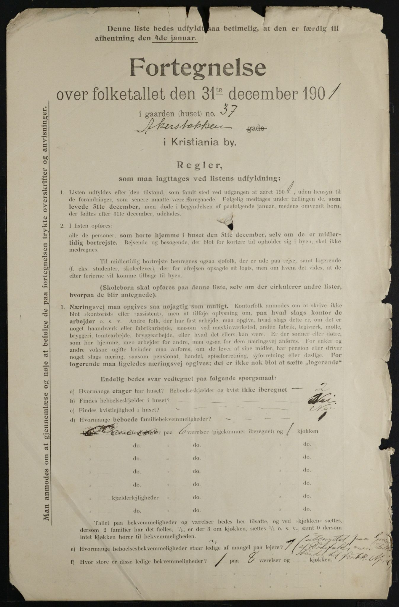 OBA, Municipal Census 1901 for Kristiania, 1901, p. 41