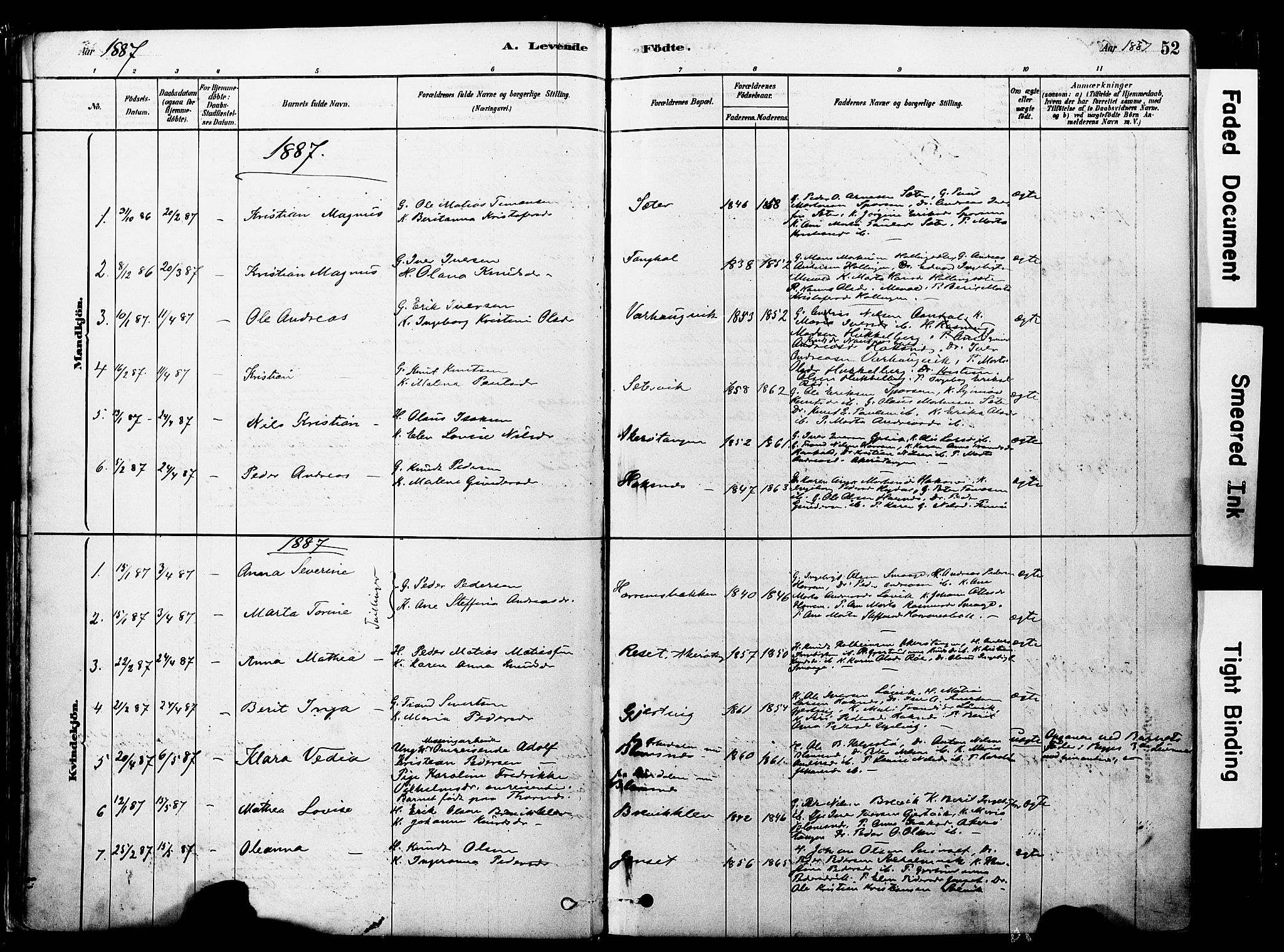 Ministerialprotokoller, klokkerbøker og fødselsregistre - Møre og Romsdal, SAT/A-1454/560/L0721: Parish register (official) no. 560A05, 1878-1917, p. 52