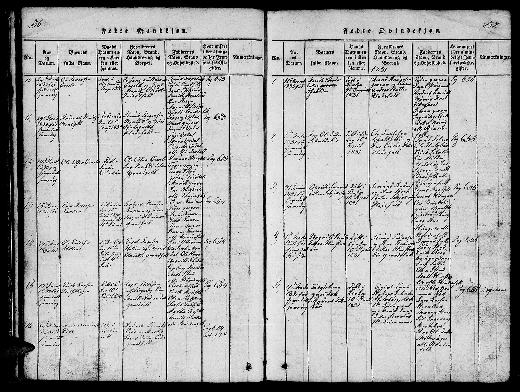 Ministerialprotokoller, klokkerbøker og fødselsregistre - Møre og Romsdal, SAT/A-1454/557/L0683: Parish register (copy) no. 557C01, 1818-1862, p. 56-57