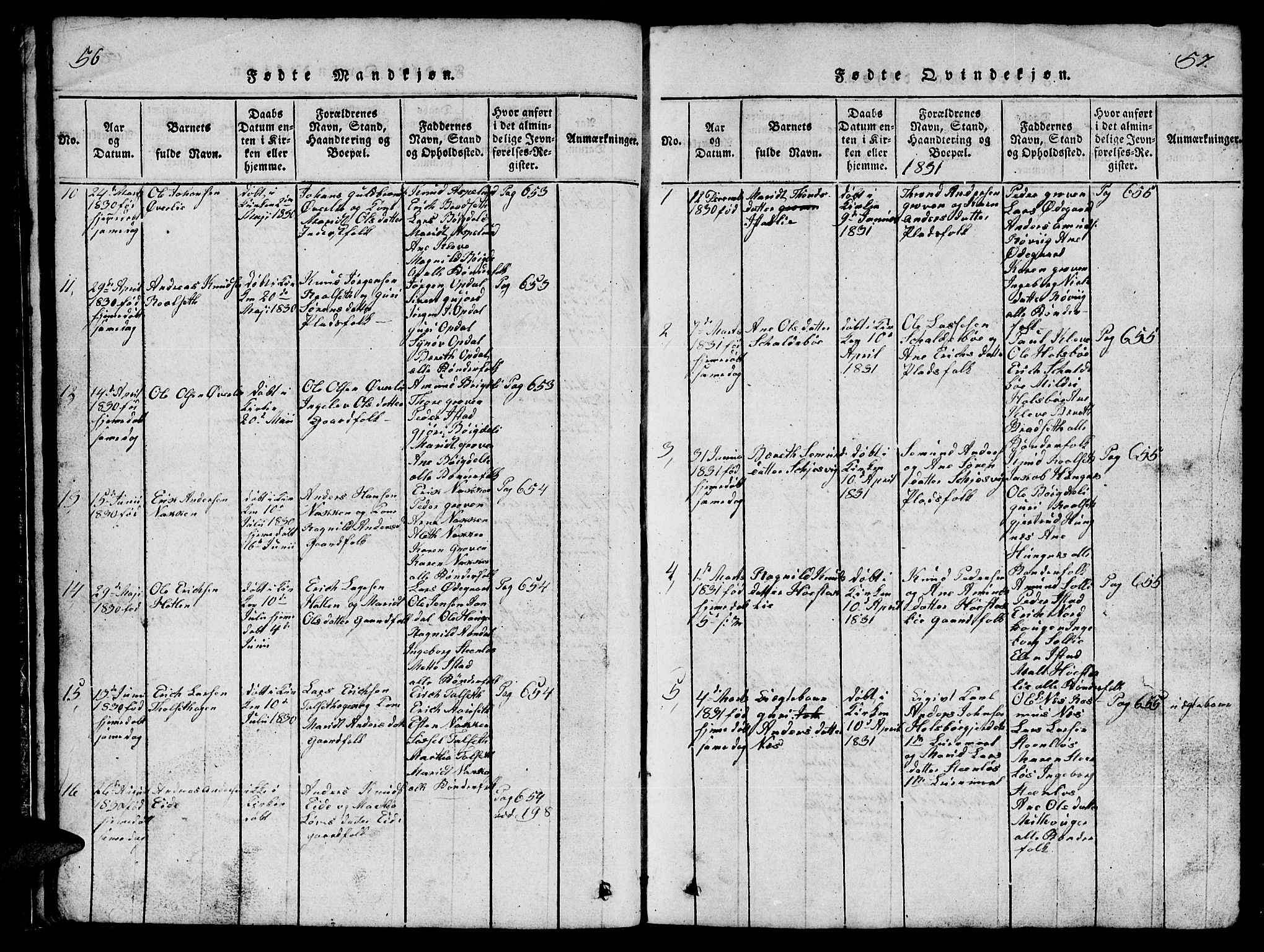 Ministerialprotokoller, klokkerbøker og fødselsregistre - Møre og Romsdal, AV/SAT-A-1454/557/L0683: Parish register (copy) no. 557C01, 1818-1862, p. 56-57
