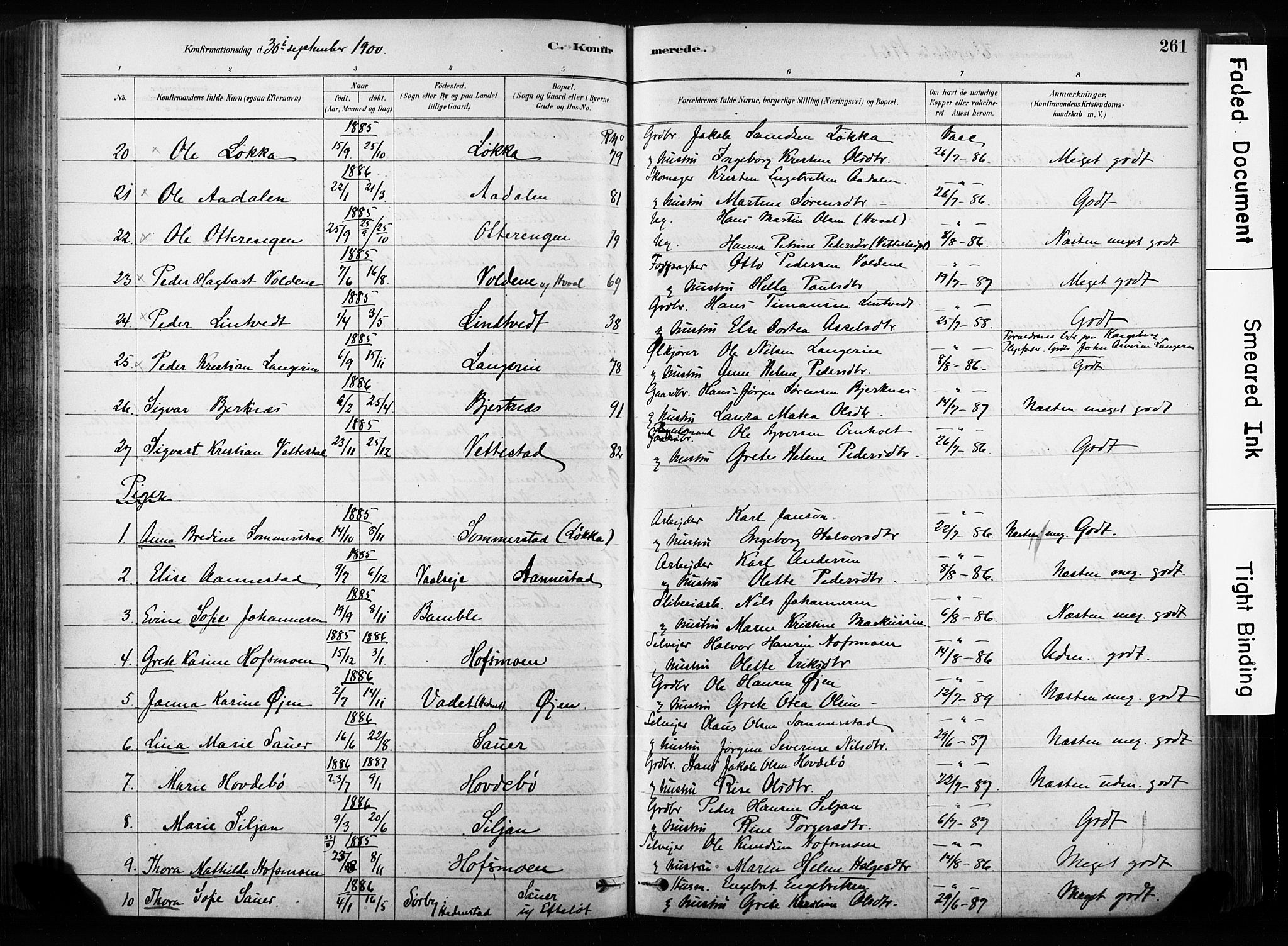 Sandsvær kirkebøker, SAKO/A-244/F/Fb/L0001: Parish register (official) no. II 1, 1878-1906, p. 261