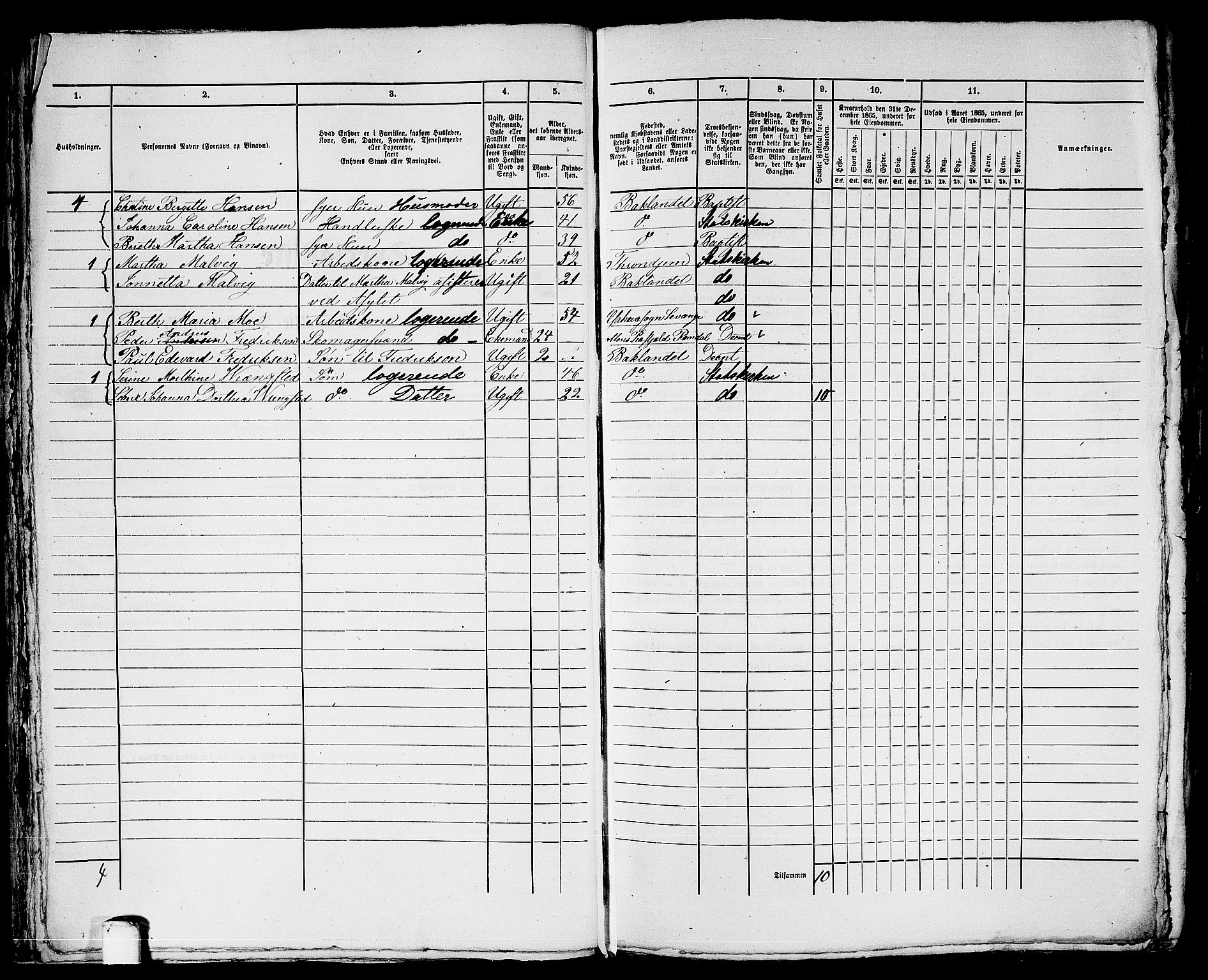 RA, 1865 census for Trondheim, 1865, p. 2642