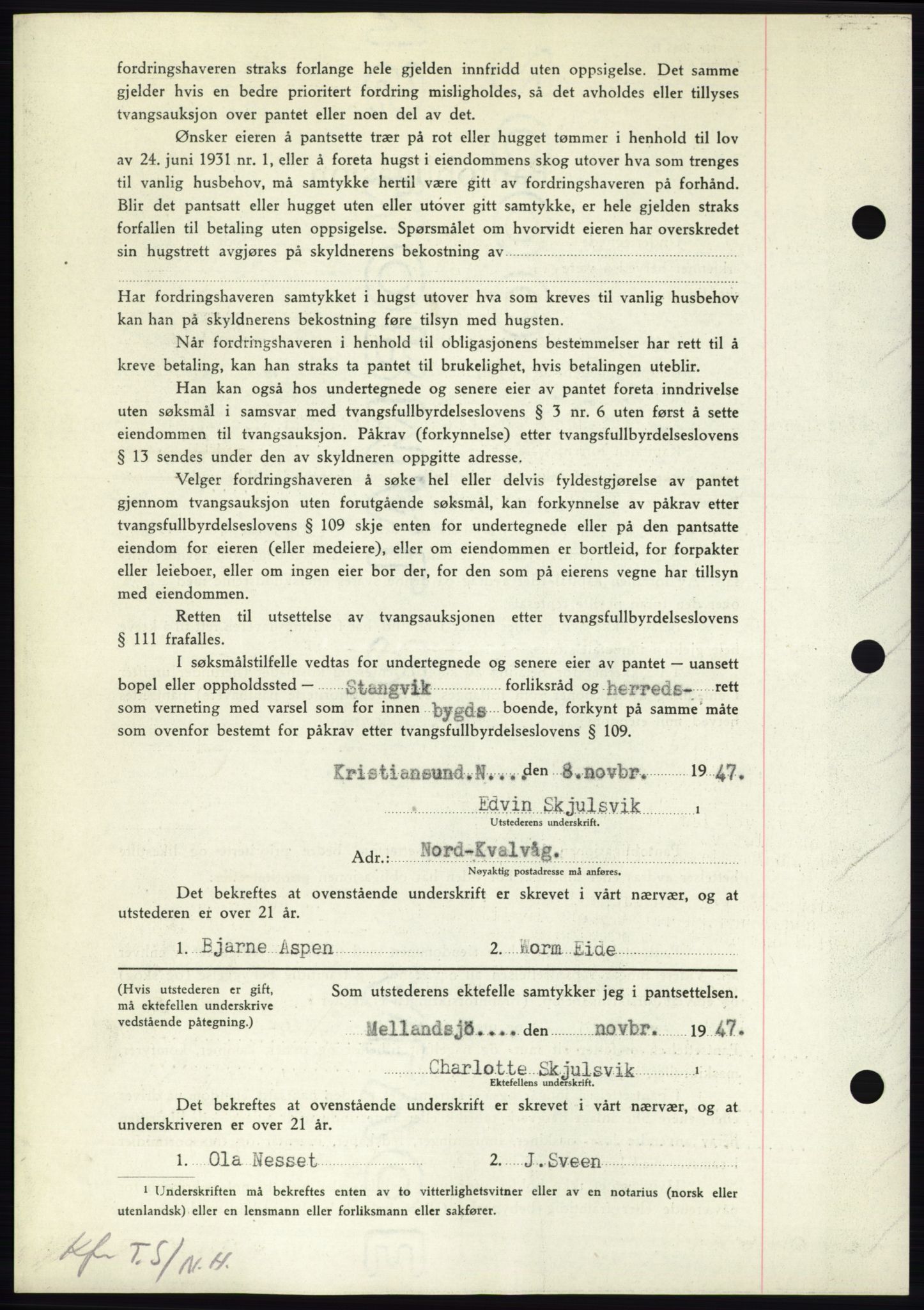 Nordmøre sorenskriveri, AV/SAT-A-4132/1/2/2Ca: Mortgage book no. B97, 1947-1948, Diary no: : 2729/1947