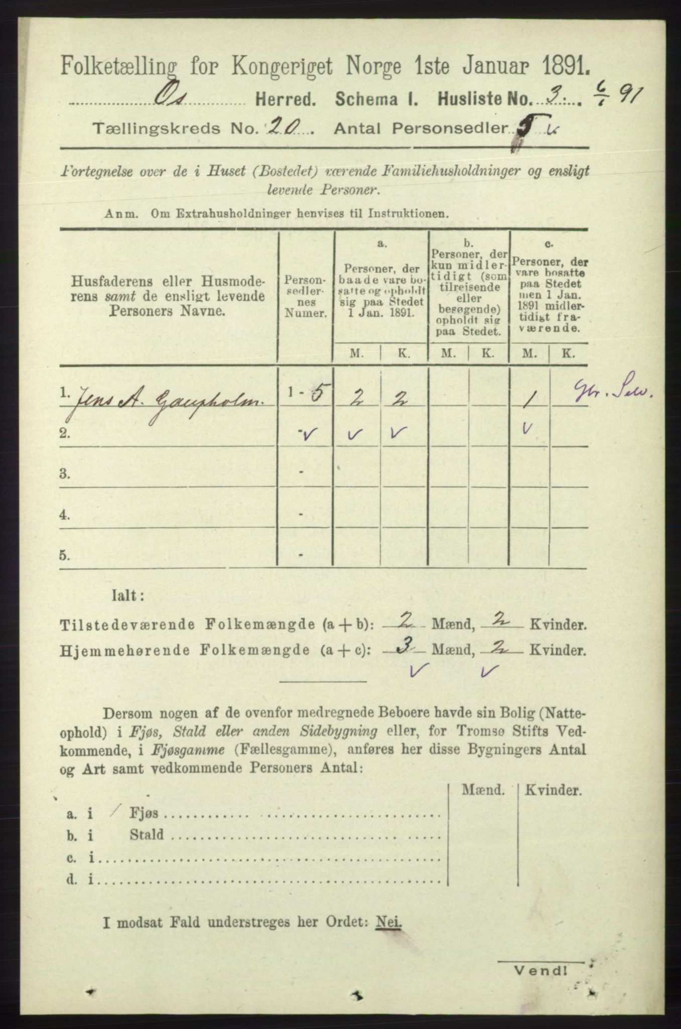 RA, 1891 census for 1243 Os, 1891, p. 4404