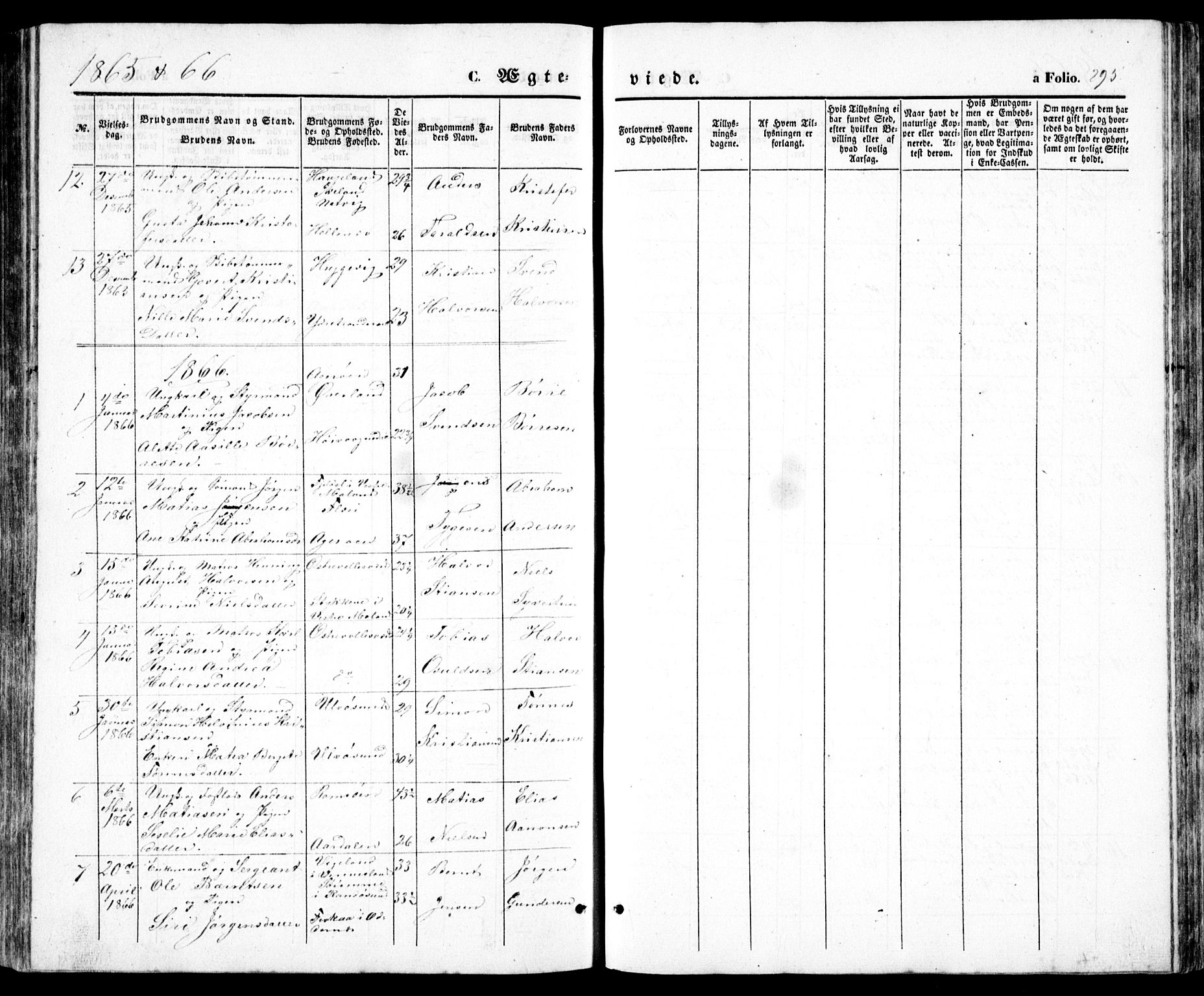 Høvåg sokneprestkontor, SAK/1111-0025/F/Fb/L0002: Parish register (copy) no. B 2, 1847-1869, p. 295