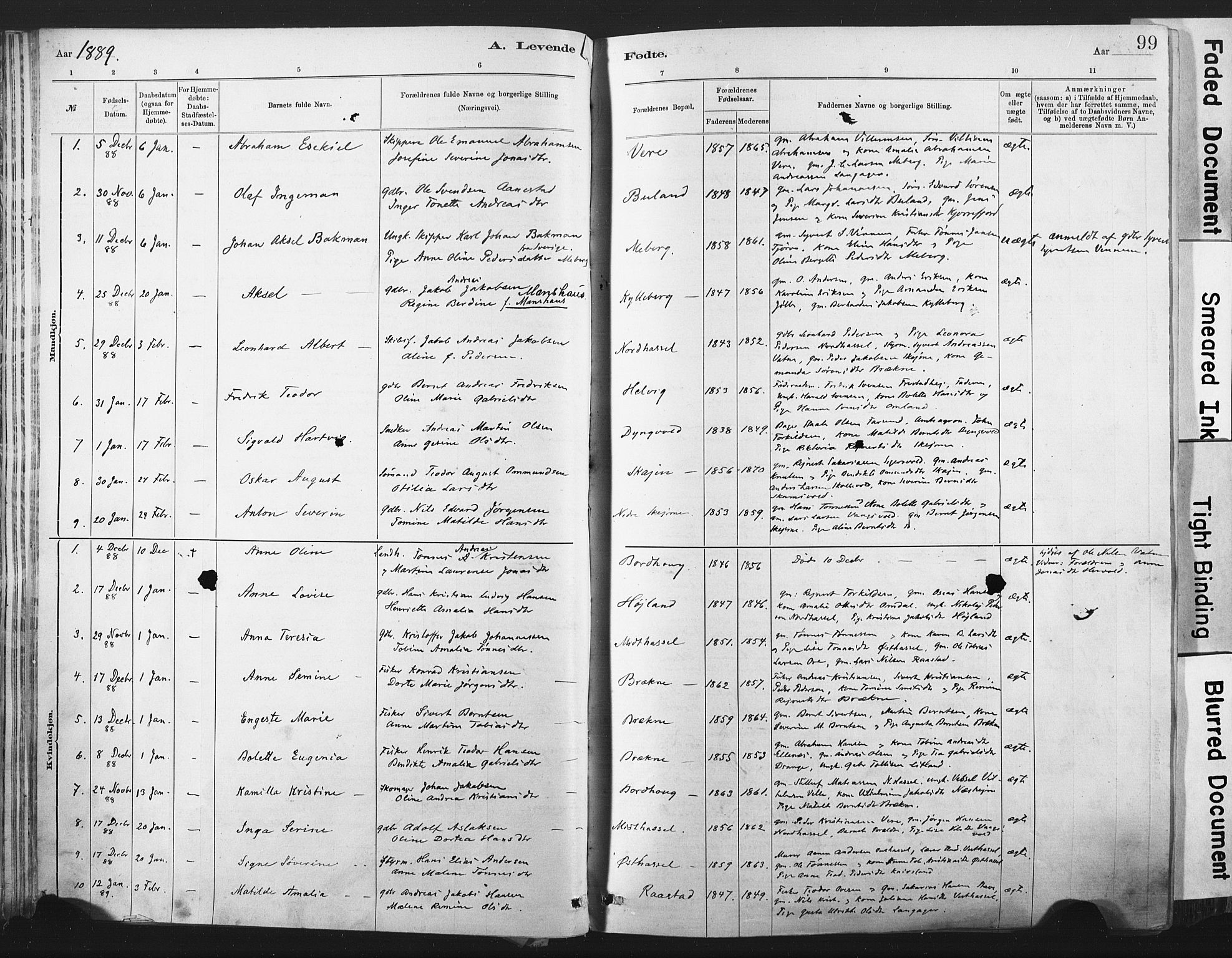 Lista sokneprestkontor, SAK/1111-0027/F/Fa/L0012: Parish register (official) no. A 12, 1879-1903, p. 99