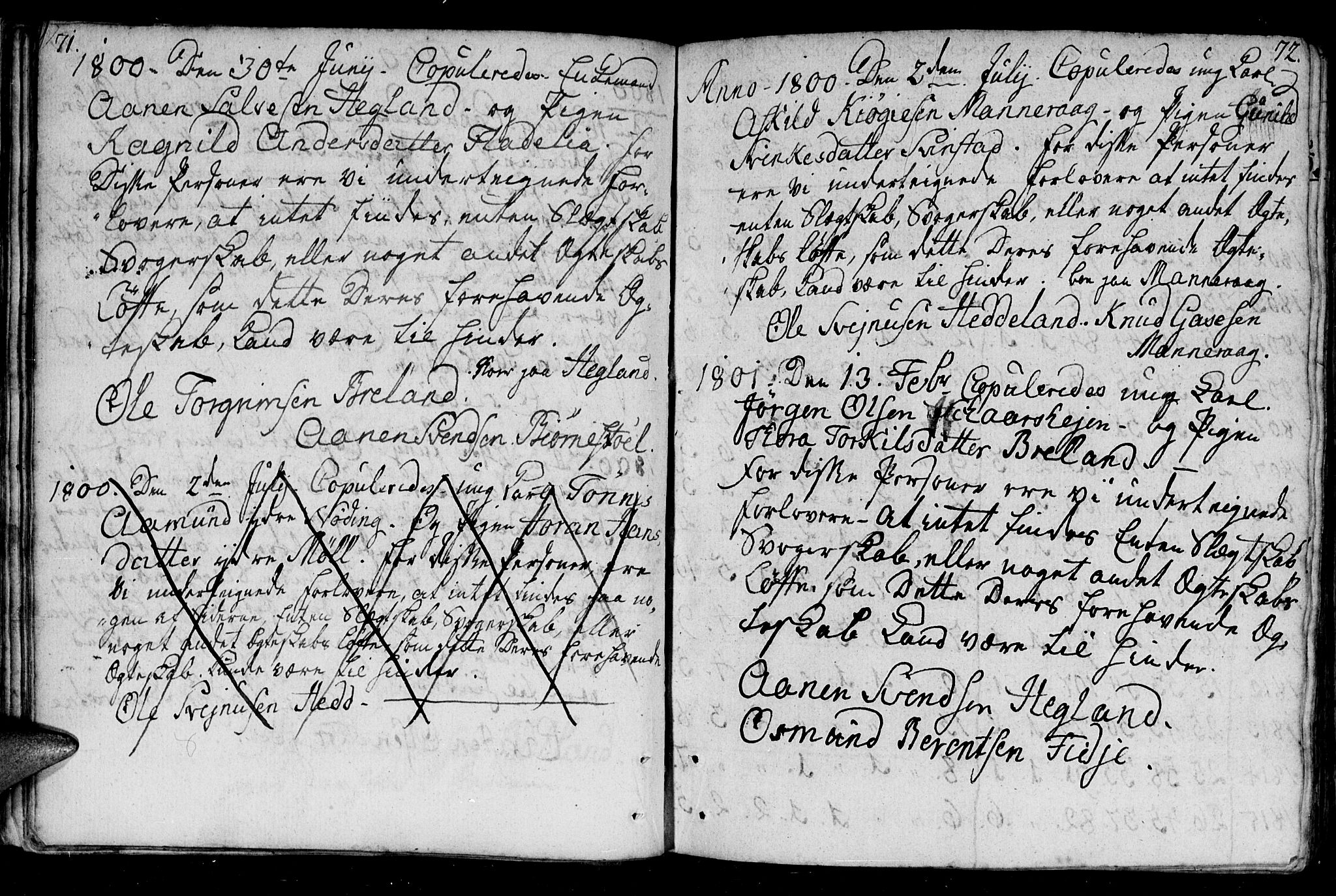 Holum sokneprestkontor, SAK/1111-0022/F/Fa/Fac/L0001: Parish register (official) no. A 1, 1773-1820, p. 71-72