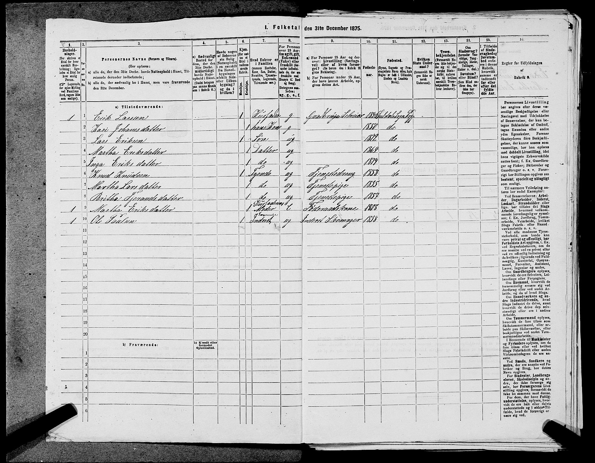 SAST, 1875 census for 1134P Suldal, 1875, p. 568