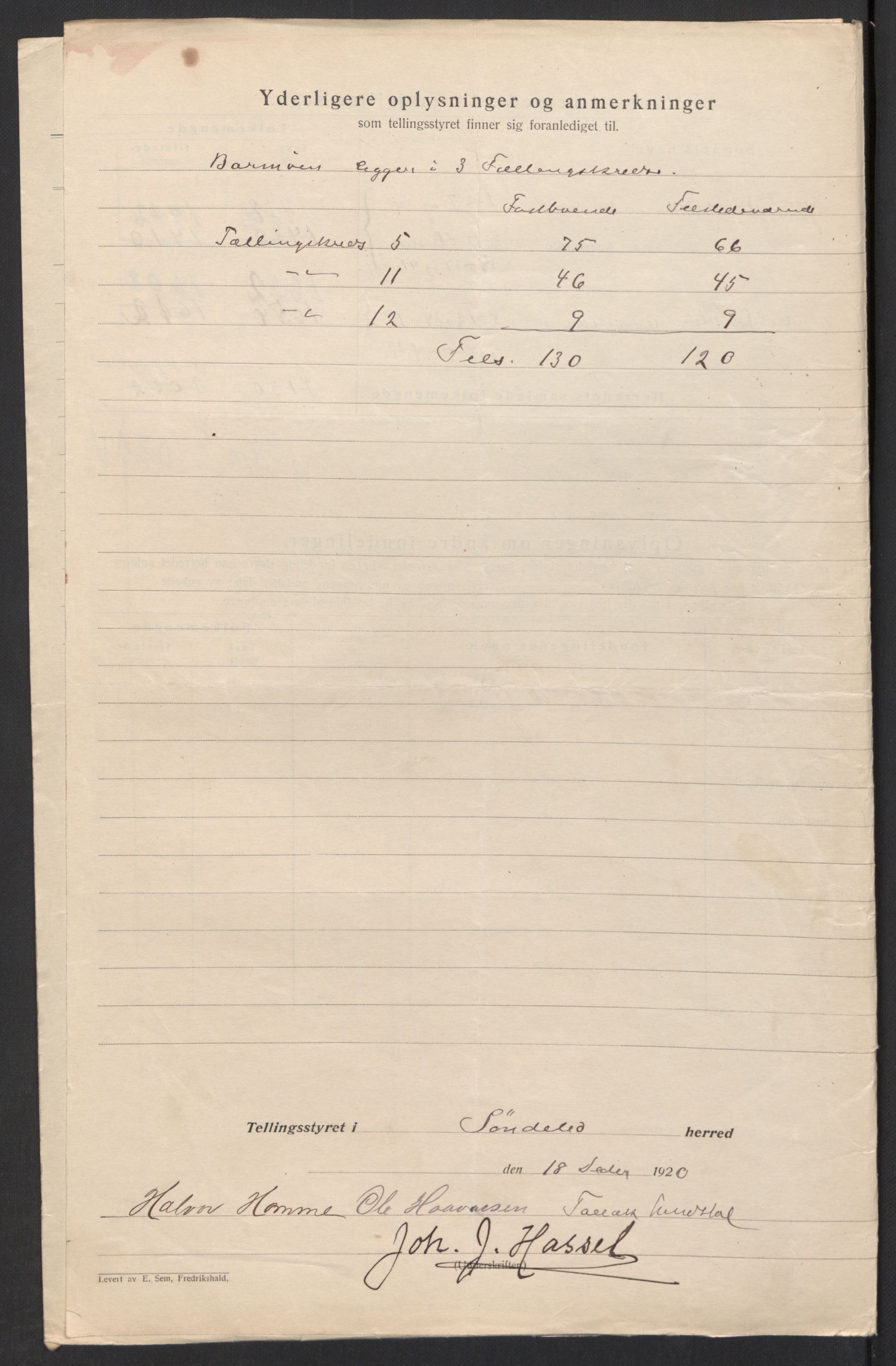 SAK, 1920 census for Søndeled, 1920, p. 5