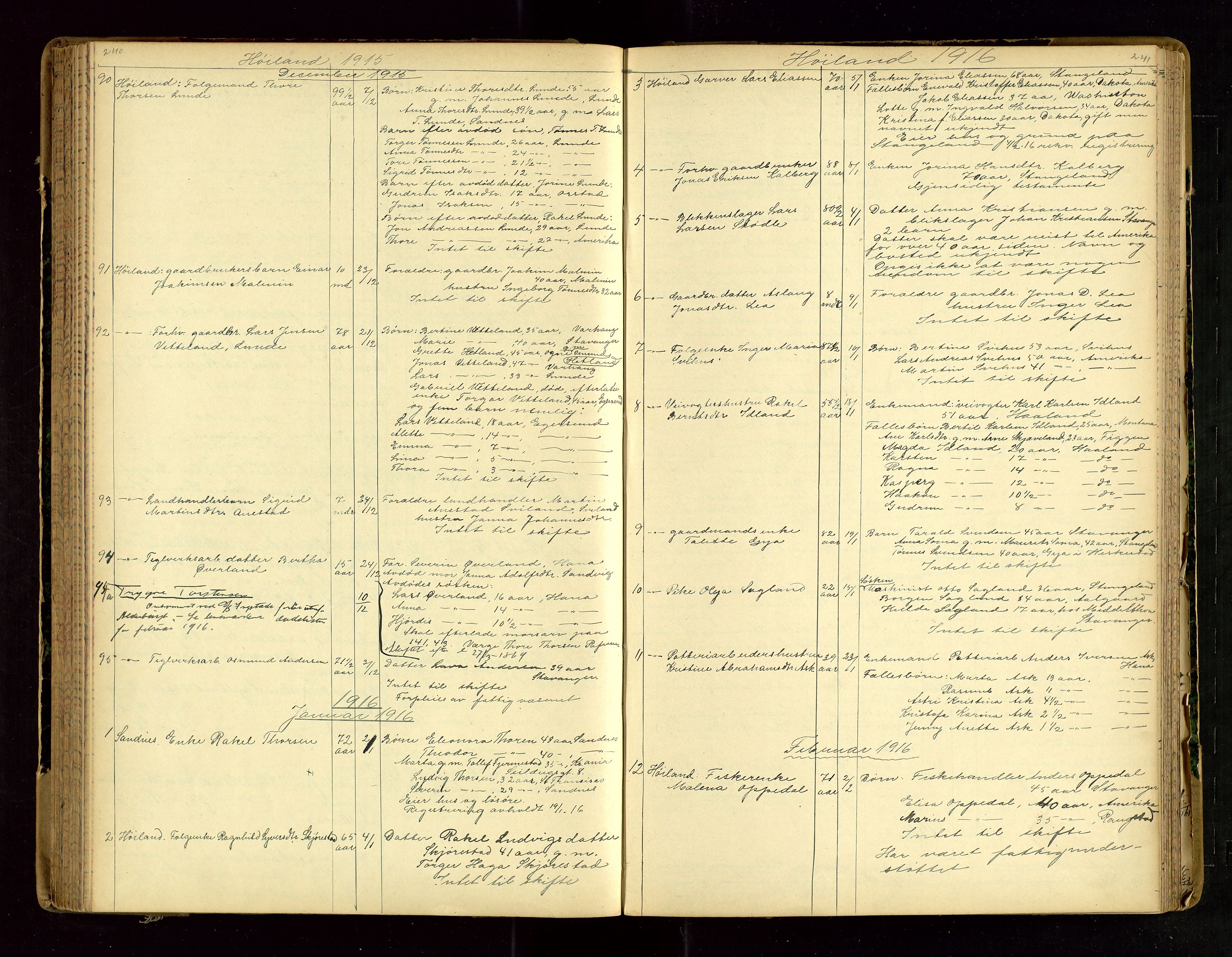 Jæren sorenskriveri, AV/SAST-A-100310/01/5/52/52B/L0003: DØDSFALLPROTOKOLL, 1910-1916, p. 240-241