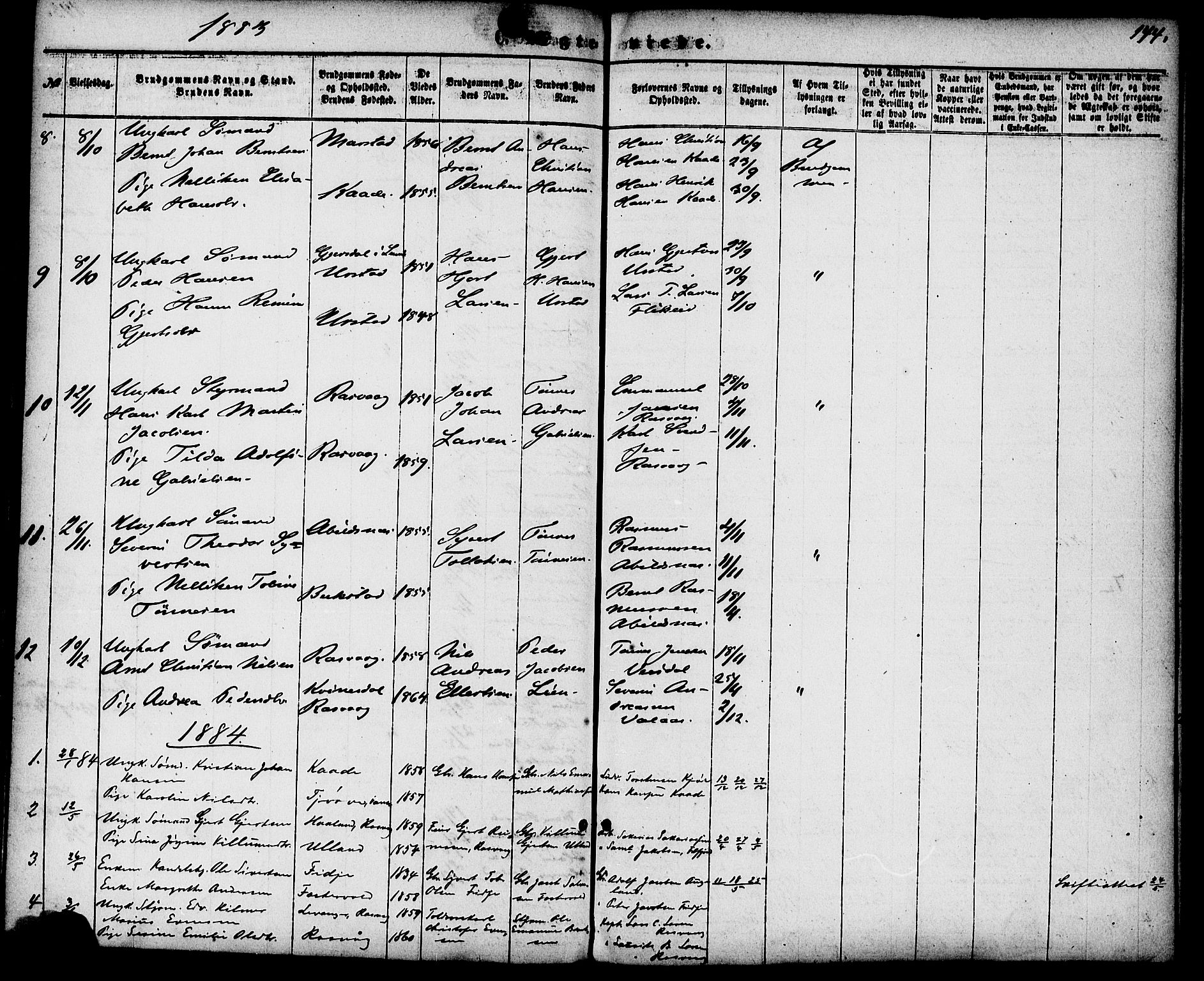 Flekkefjord sokneprestkontor, AV/SAK-1111-0012/F/Fa/Fab/L0005: Parish register (official) no. A 5, 1870-1886, p. 144