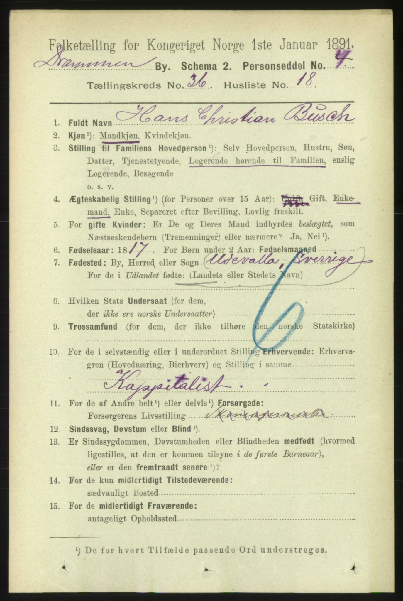 RA, 1891 census for 0602 Drammen, 1891, p. 22369