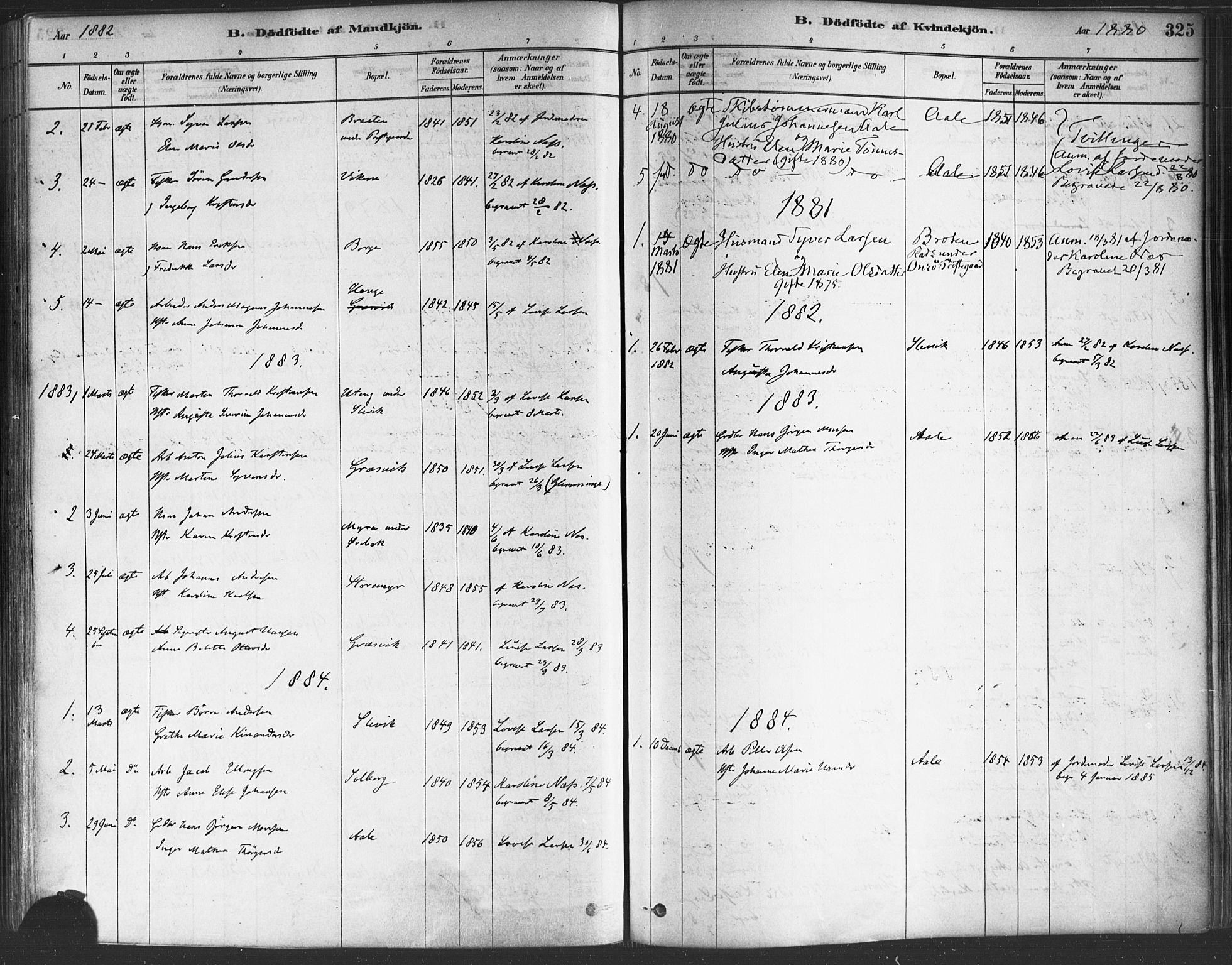 Onsøy prestekontor Kirkebøker, AV/SAO-A-10914/F/Fa/L0005: Parish register (official) no. I 5, 1878-1898, p. 325