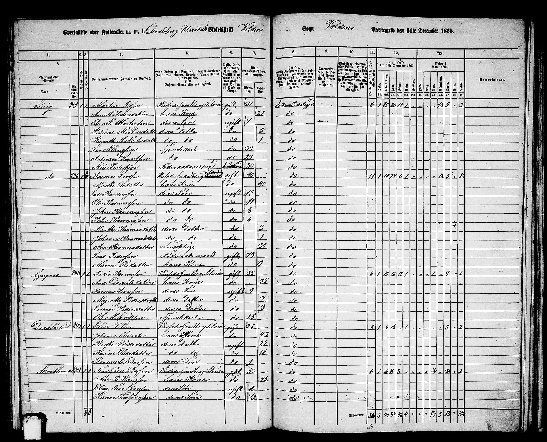 RA, 1865 census for Volda, 1865, p. 149