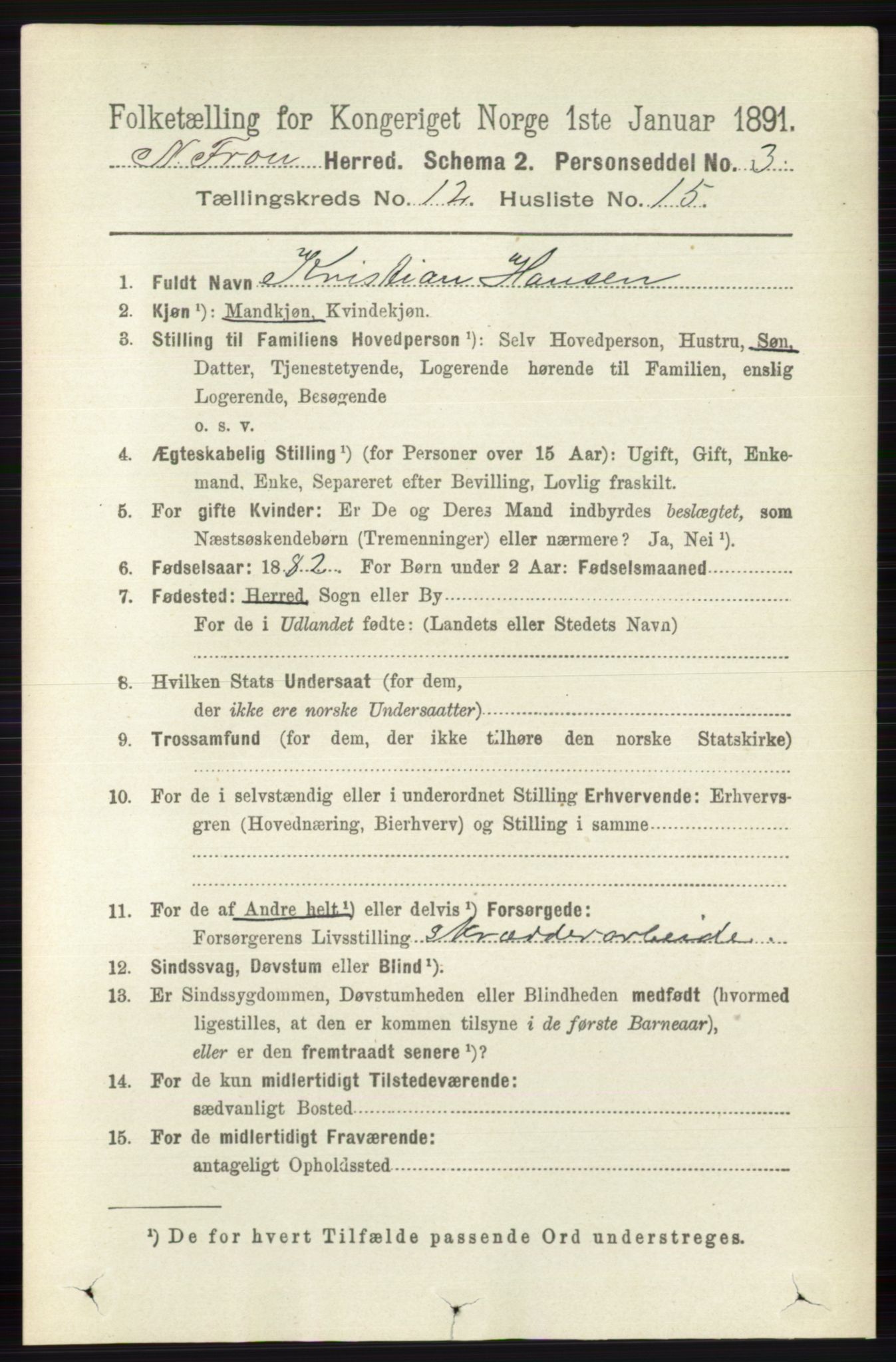 RA, 1891 census for 0518 Nord-Fron, 1891, p. 5179