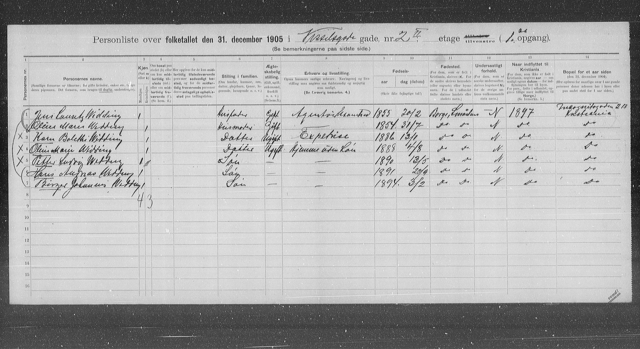 OBA, Municipal Census 1905 for Kristiania, 1905, p. 67249