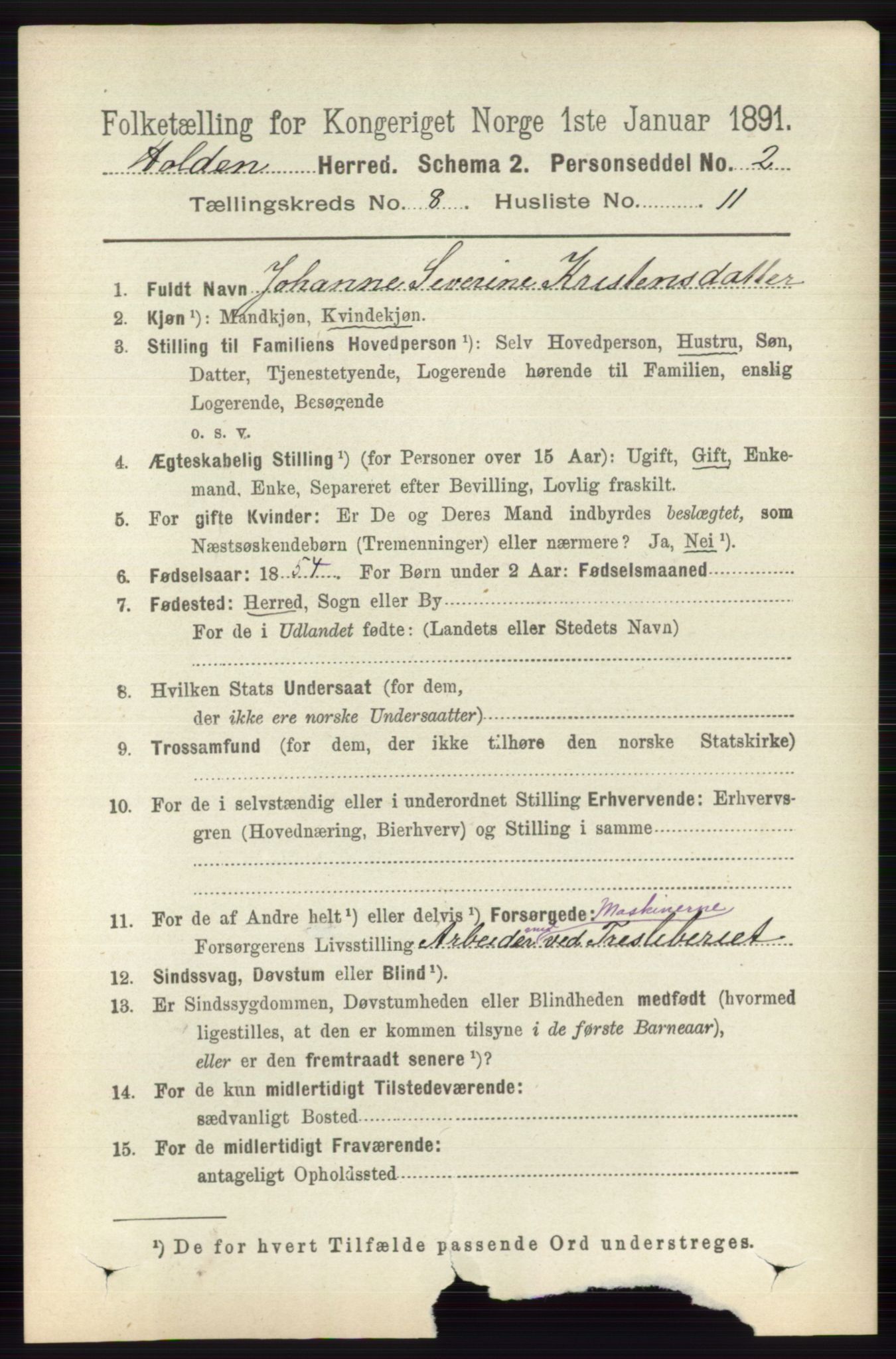 RA, 1891 census for 0819 Holla, 1891, p. 3733