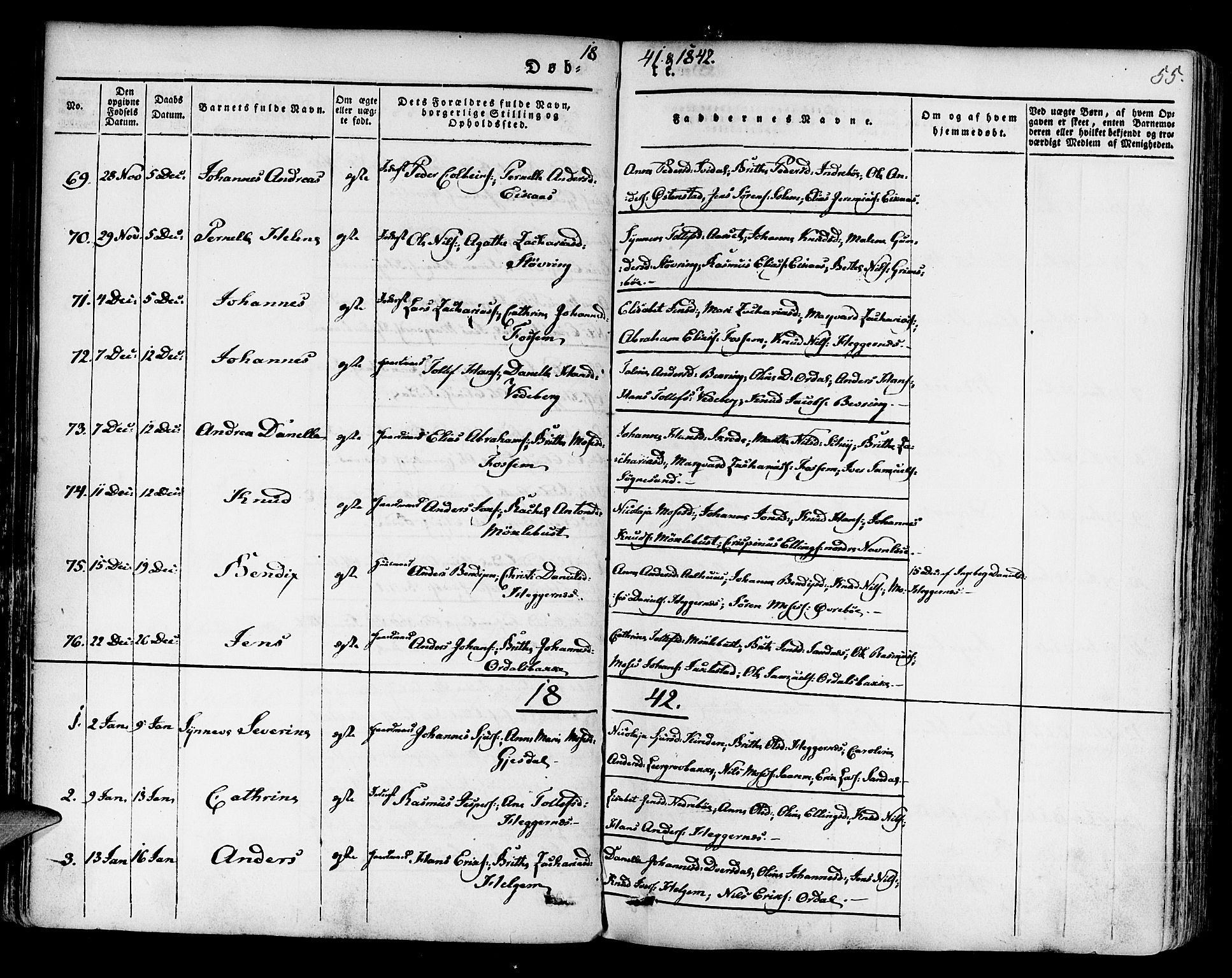 Jølster sokneprestembete, SAB/A-80701/H/Haa/Haaa/L0009: Parish register (official) no. A 9, 1833-1848, p. 55