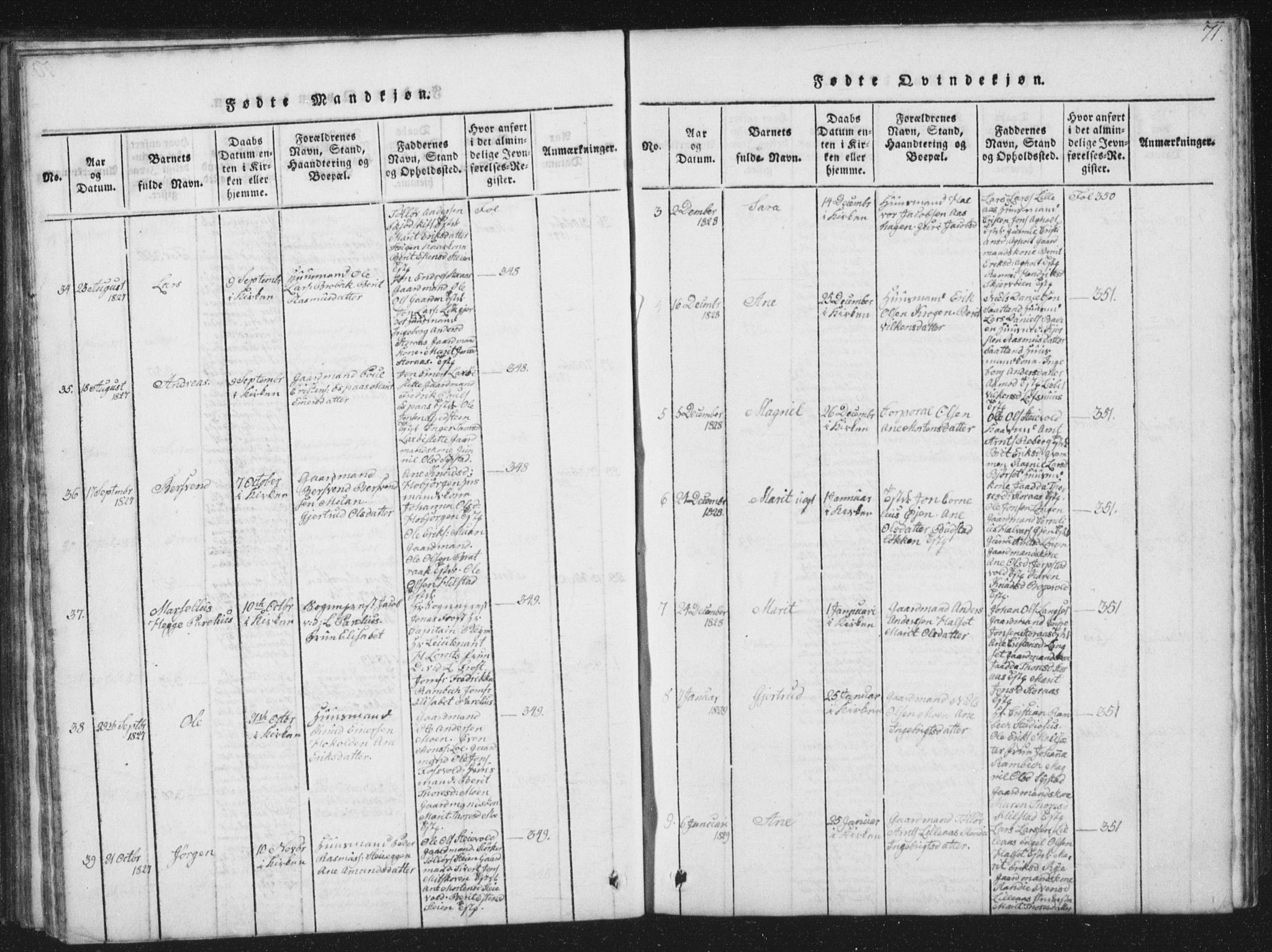 Ministerialprotokoller, klokkerbøker og fødselsregistre - Sør-Trøndelag, AV/SAT-A-1456/672/L0862: Parish register (copy) no. 672C01, 1816-1831, p. 71