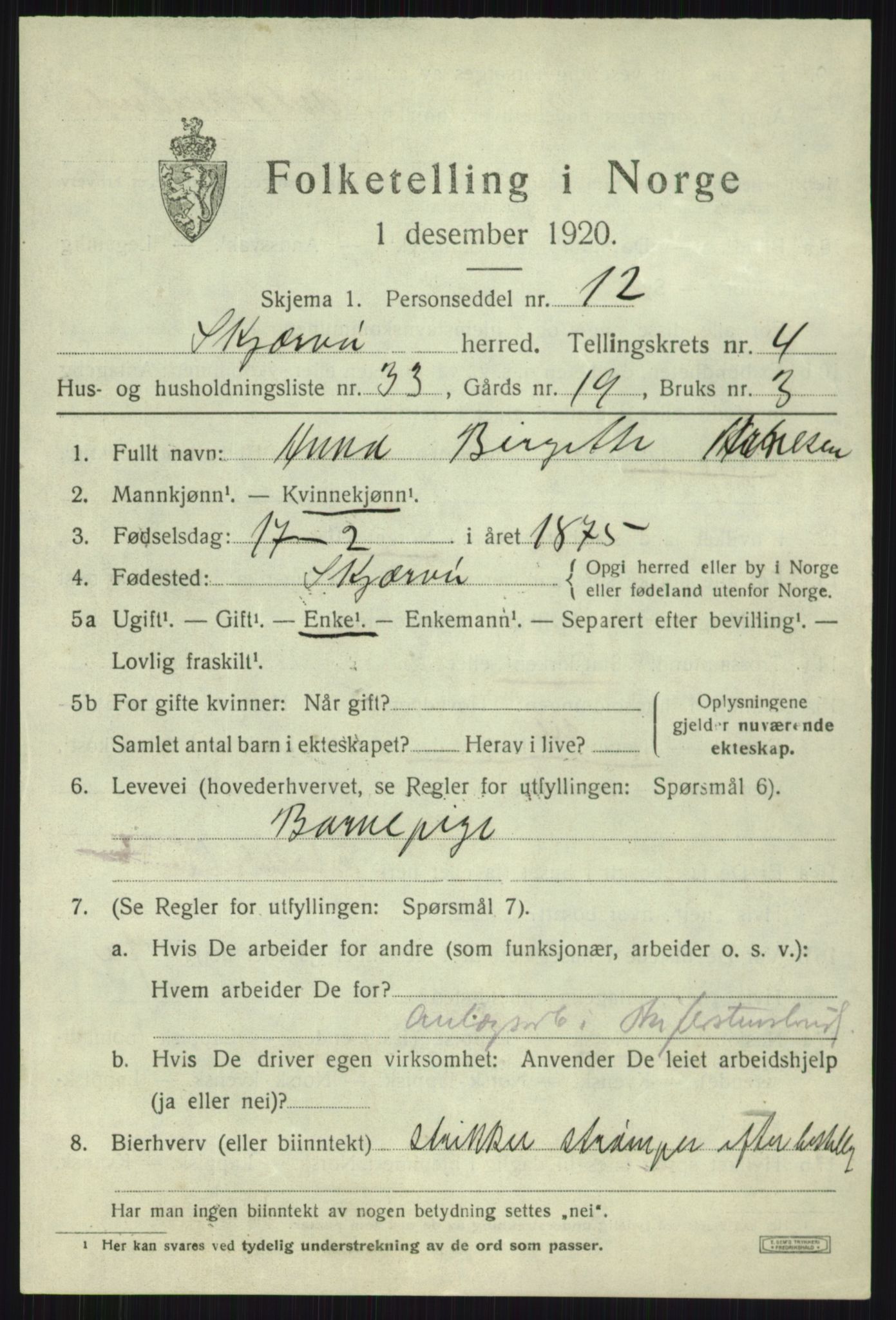 SATØ, 1920 census for Skjervøy, 1920, p. 2883